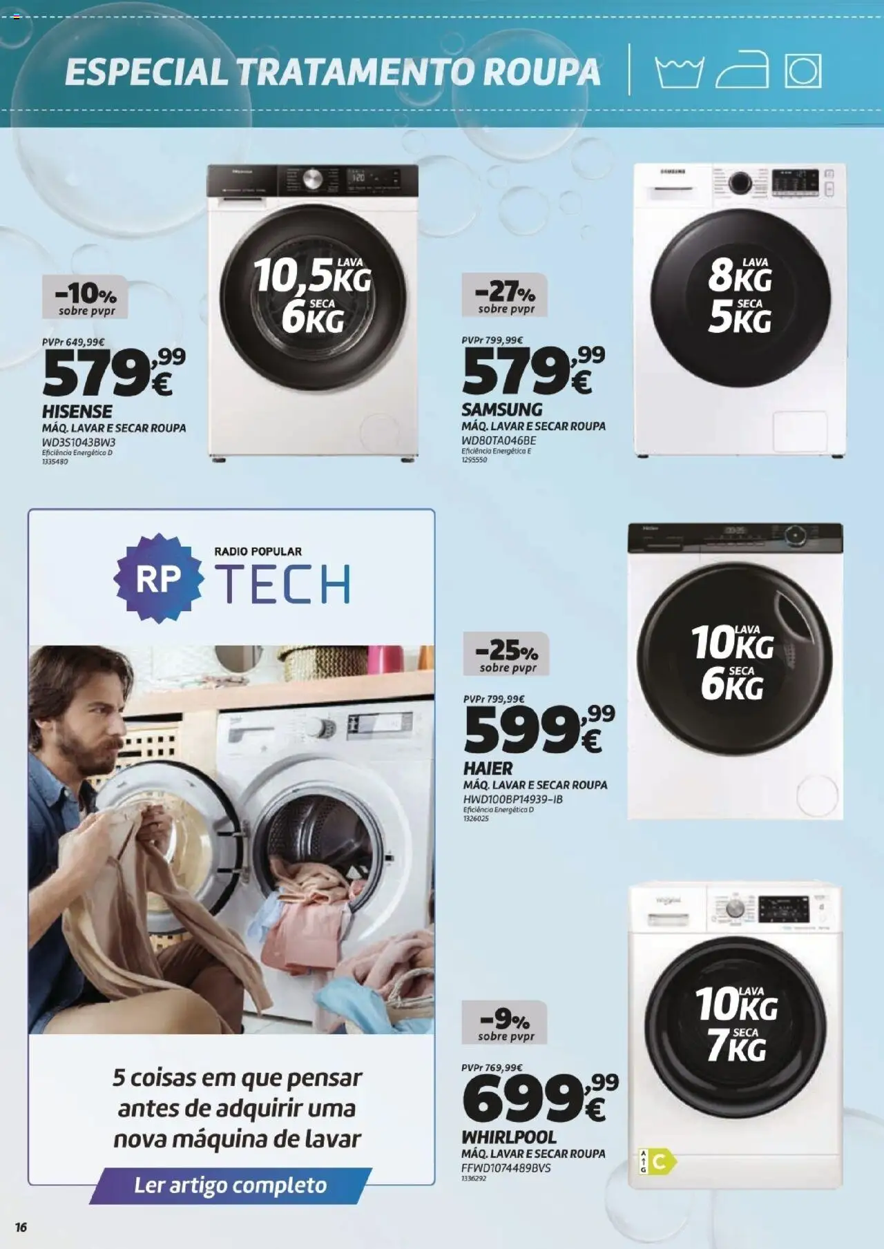 Radio Popular - Tratamento de Roupa │ válido de 15.10.2025 | Página: 16 | Produtos: Rádio, Máquina de lavar, Whirlpool