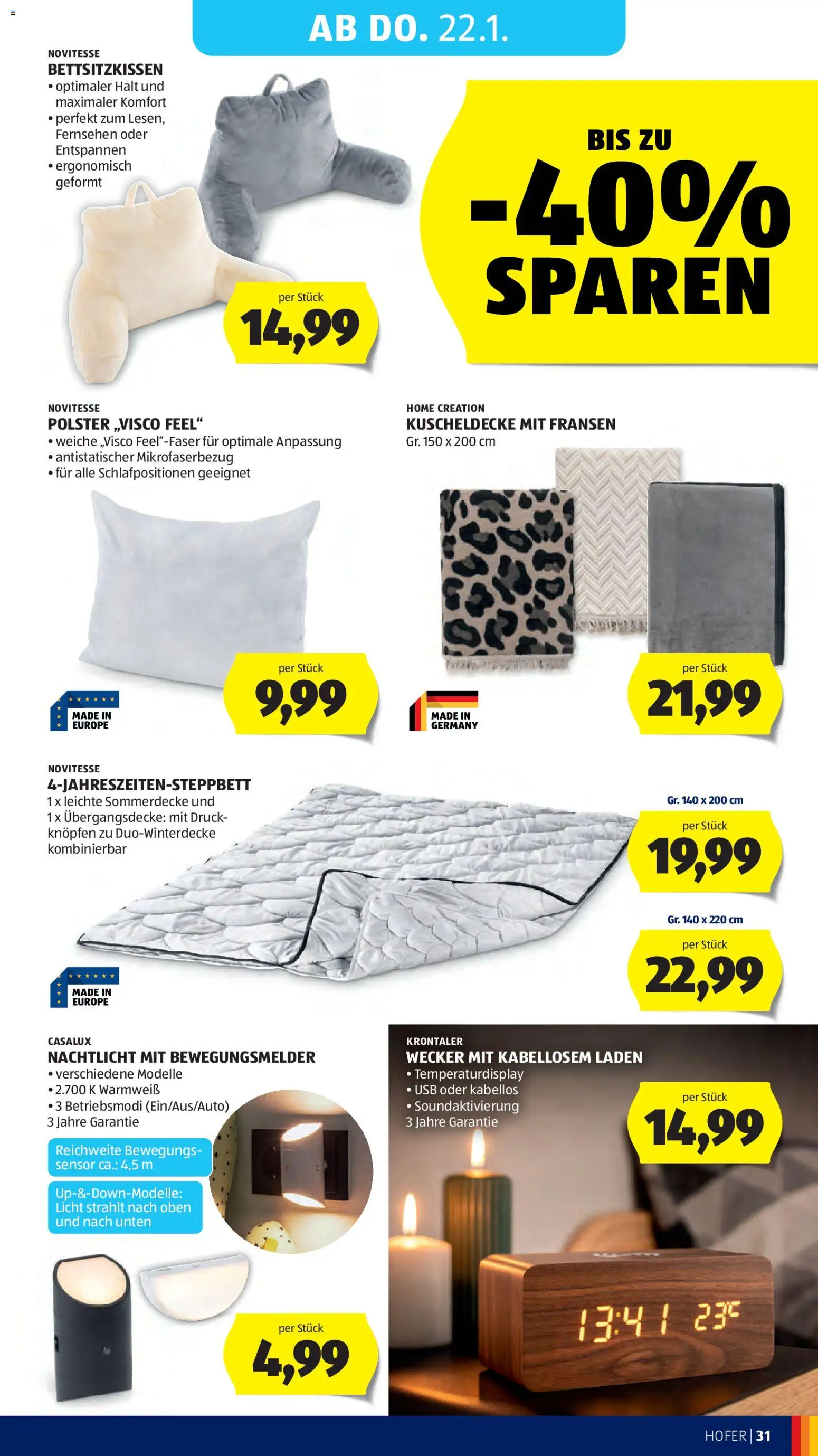 Hofer Flugblatt gültig ab 14.01.2026 | Seite: 35 | Produkte: Wecker, USB