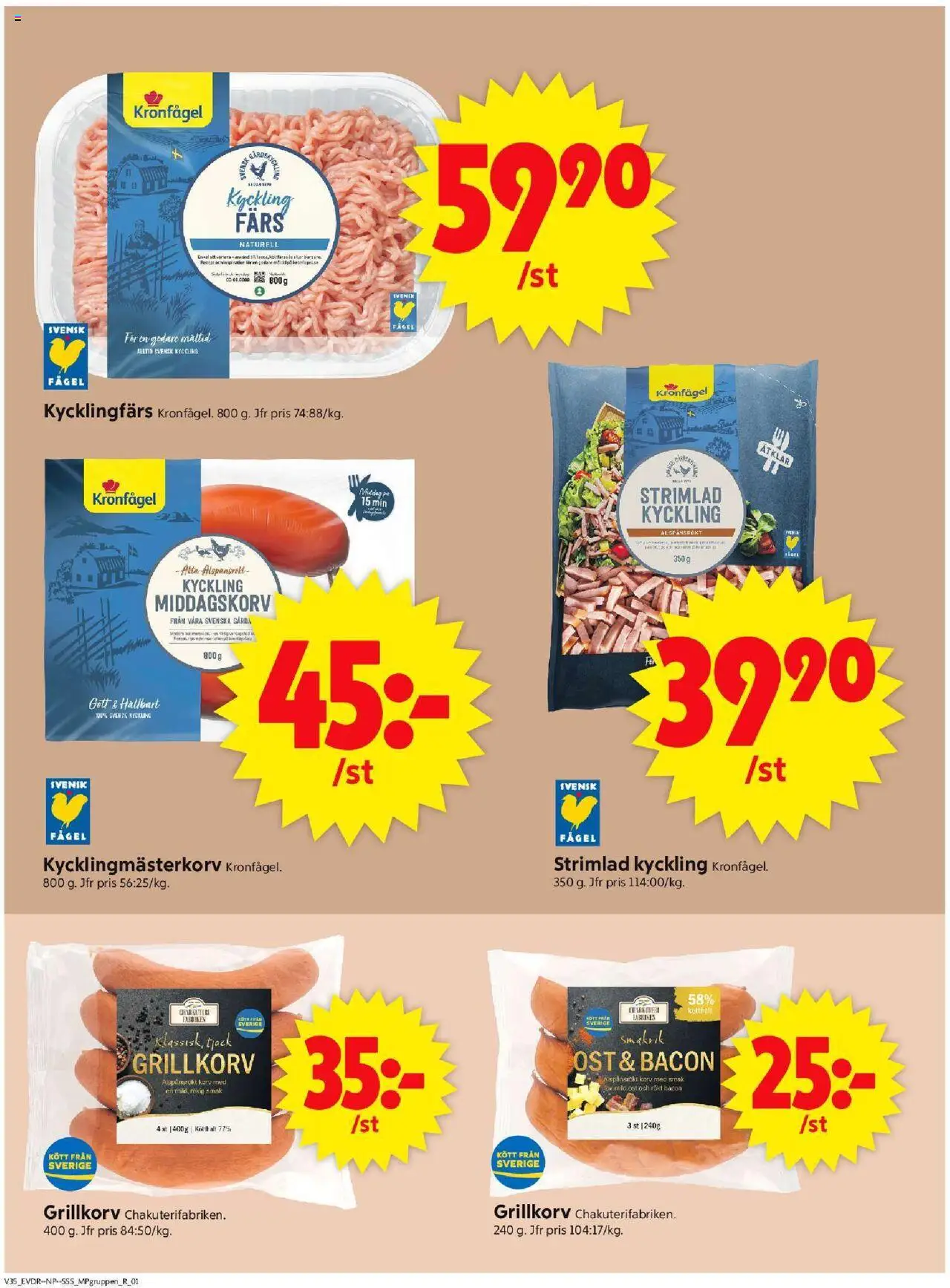 ICA Supermarket reklamblad aktuell från 25.08.2025 | Sida: 14 | Produkter: Bacon, Grillkorv, Ost