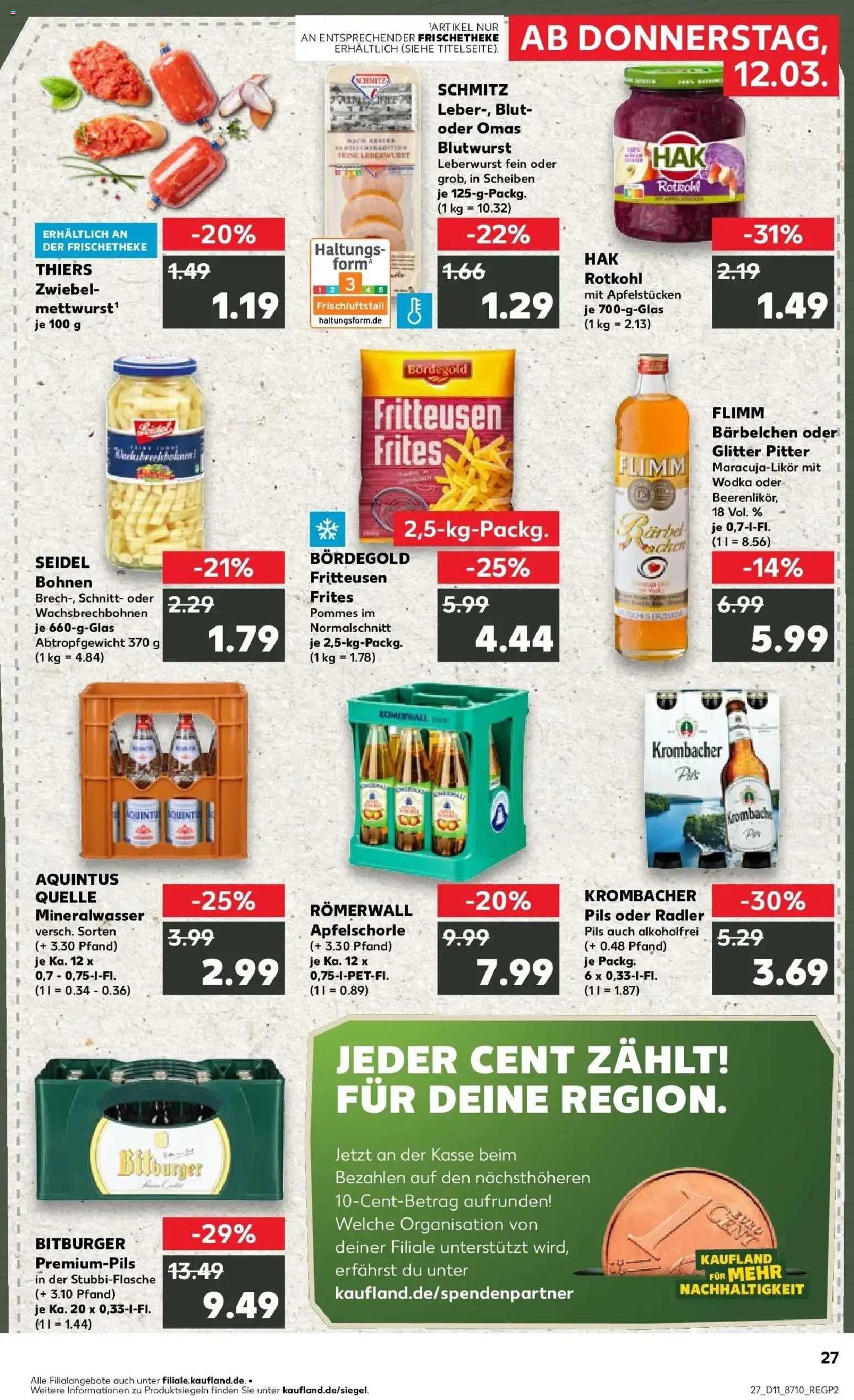 Kaufland Prospekt Monschau	 – gültig ab 12.03.2026 | Seite: 27 | Produkte: Bitburger, Rotkohl, Radler, Wodka
