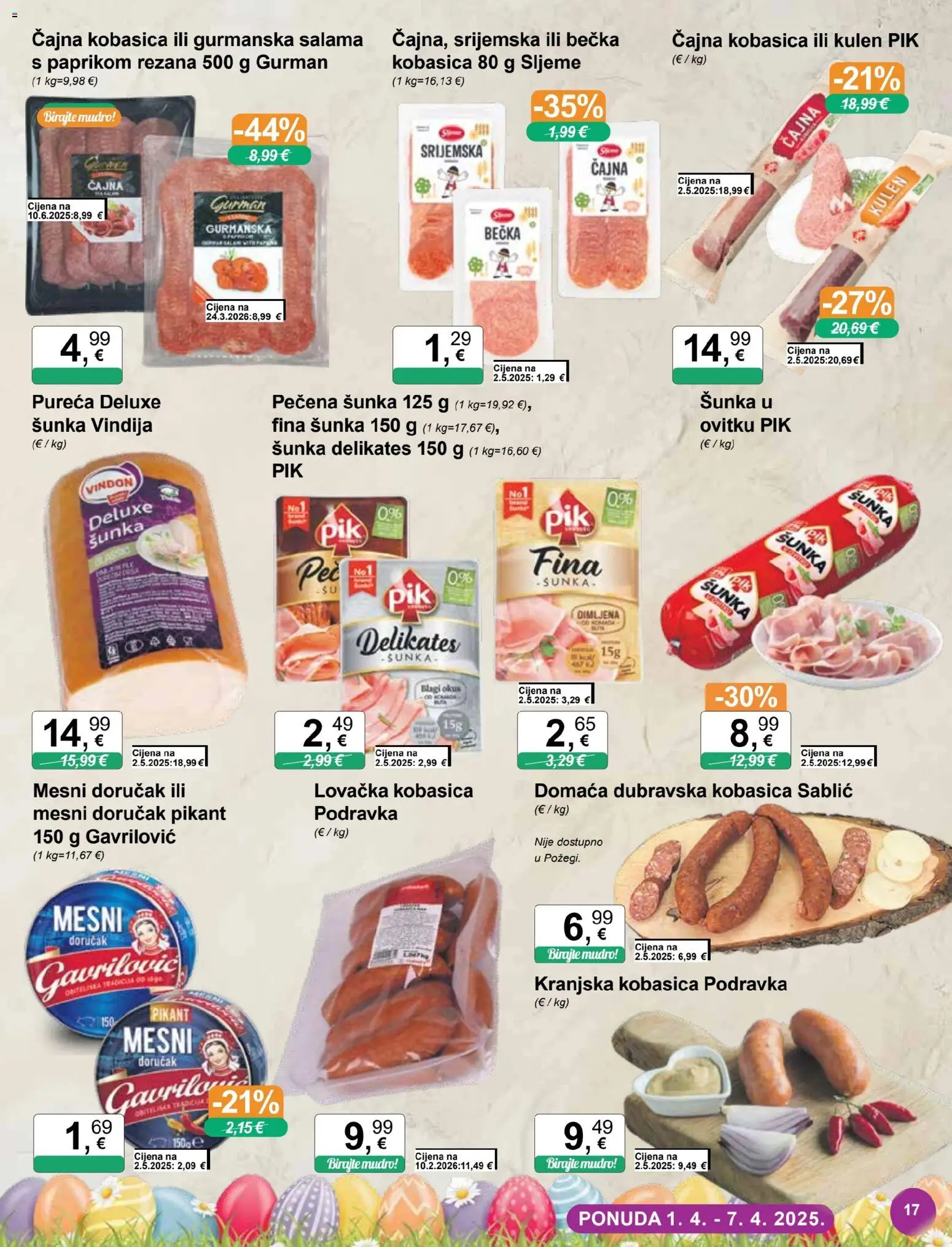 KTC katalog | vrijedi od 01.04.2026 | Stranica: 17 | Proizvodi: Podravka, Kranjska kobasica, Mesni doručak, Kobasica