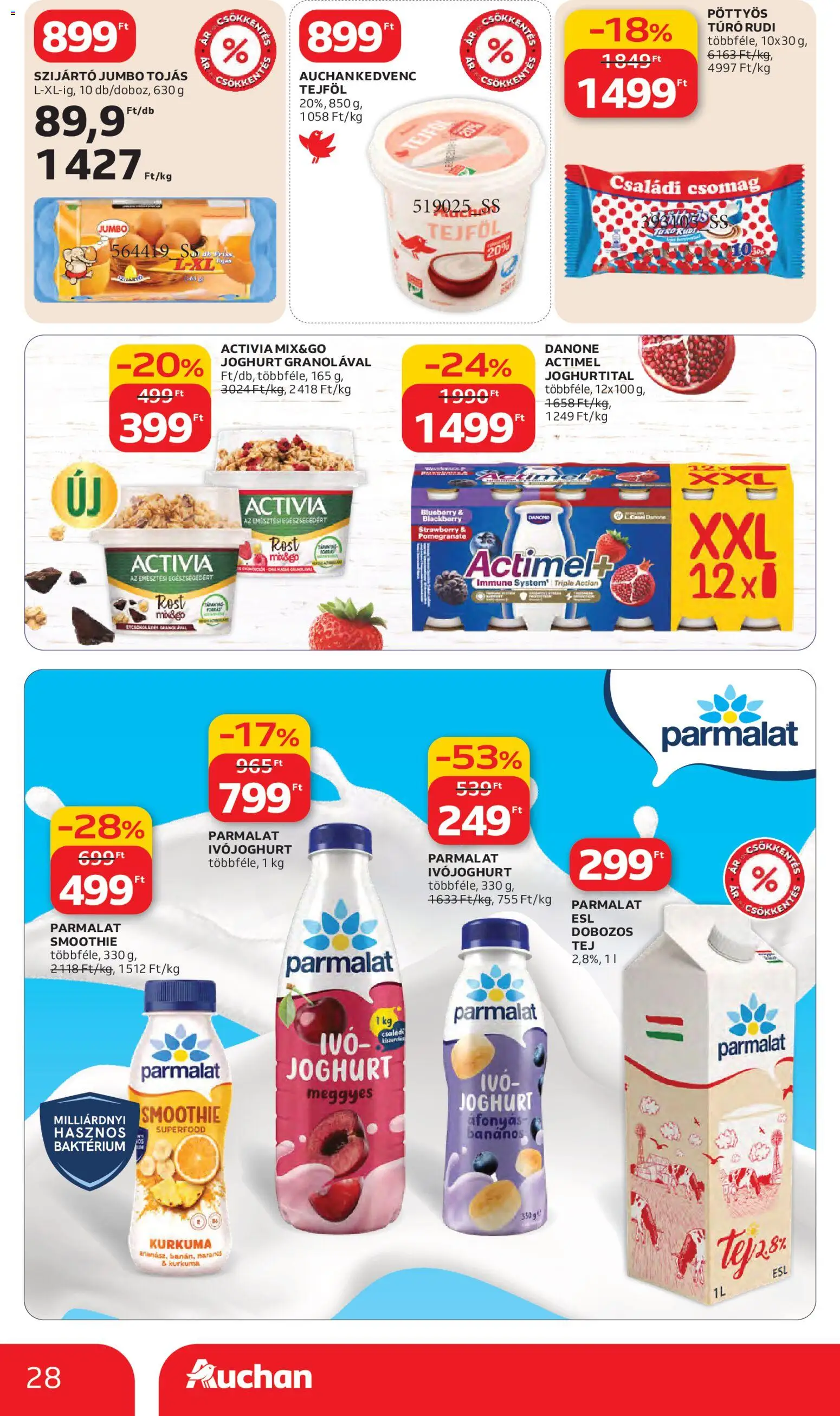 Auchan akciós ujság - amely érvényes a következő dátumtól: 05.03.2026 | Oldal: 28 | Termékek: Ivójoghurt, Túró rudi, Narancs, Túró