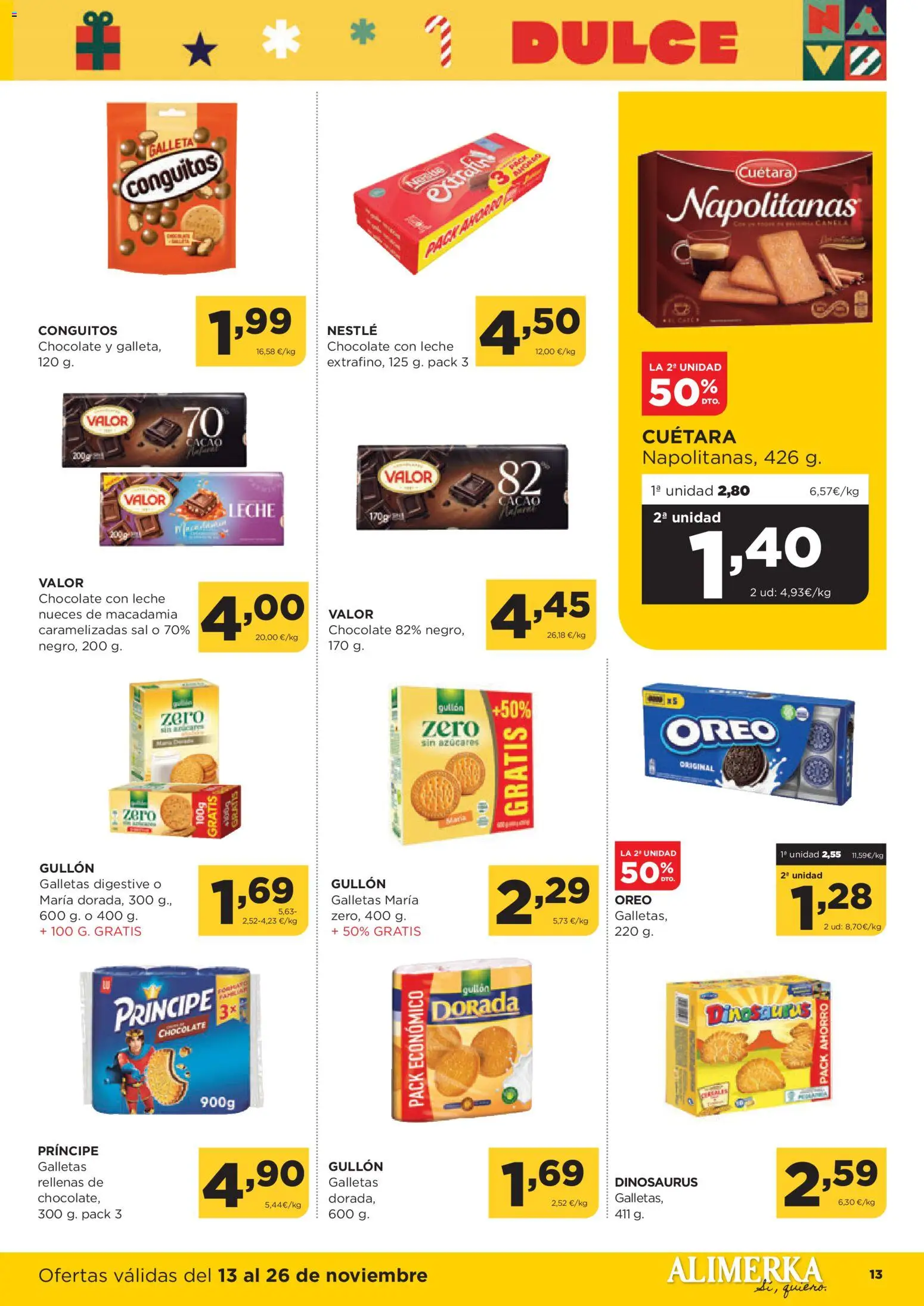 Alimerka folleto Asturias │ válido desde el 13.11.2025 | Página: 15 | Productos: Leche, Chocolate, Galletas, Φρυγανιές σικάλεως