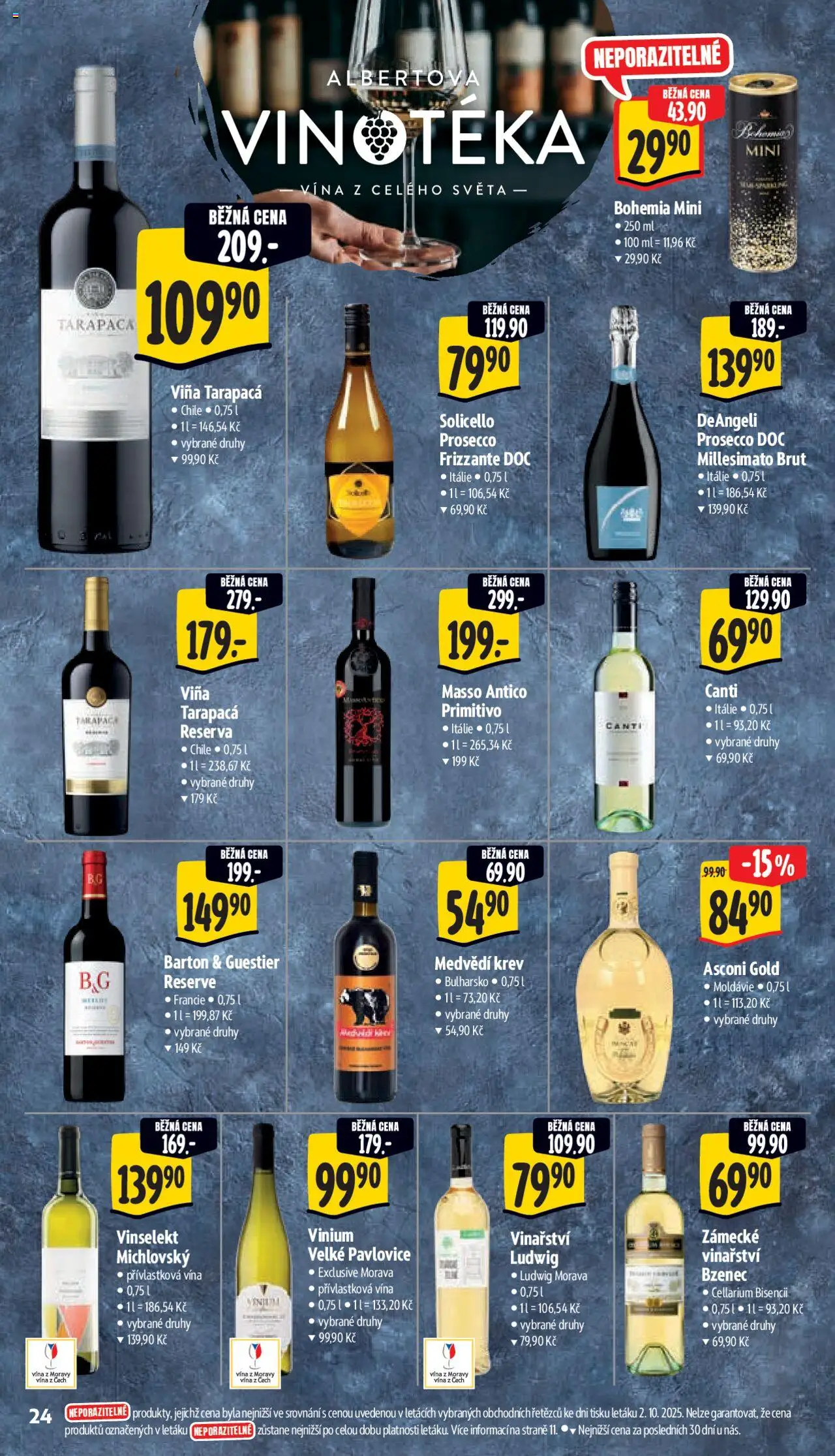 Albert leták - Supermarket od 08.10.2025 | Strana: 31 | Produkty: Tarapaca, Prosecco, Frizzante, Primitivo
