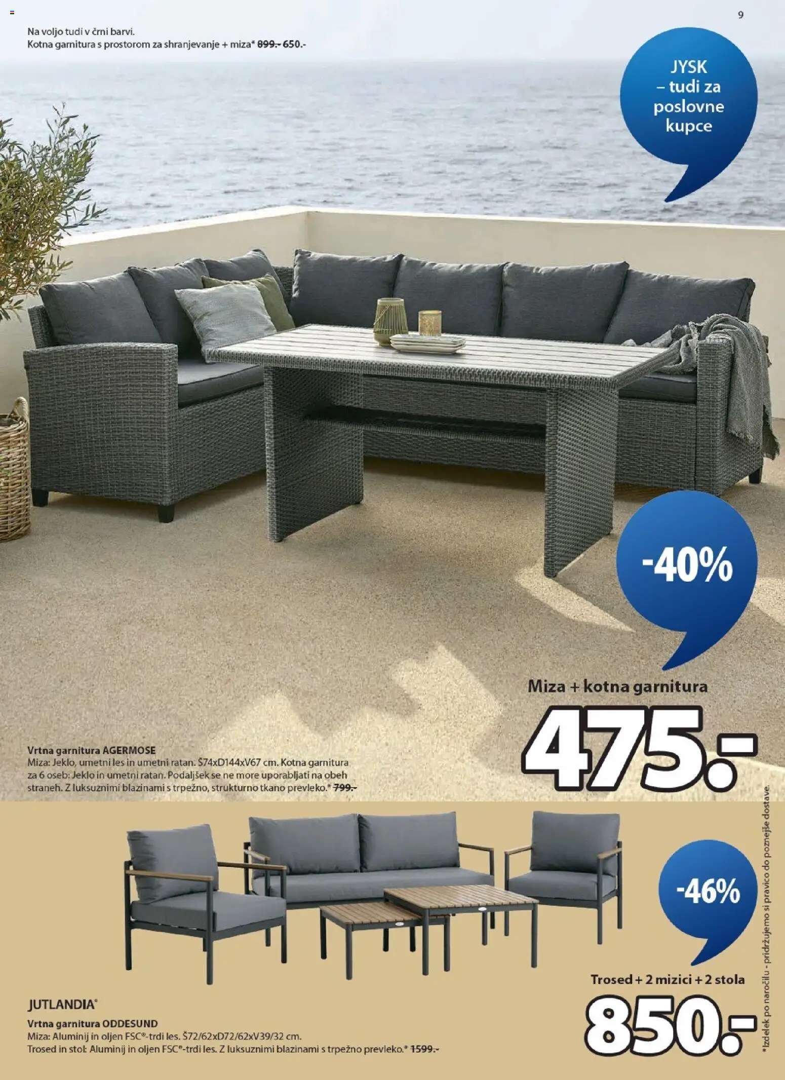 Novi JYSK katalog ponudbe – veljaven od 04.03.2026 | Stran: 9 | Izdelki: Vrtna garnitura, Trosed, Miza, Stol