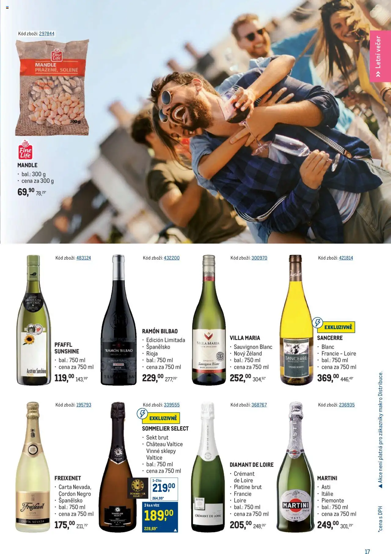 Makro leták  - Letní vína od 04.06.2025 | Strana: 17 | Produkty: Martini, Sekt, Martini asti, Mandle