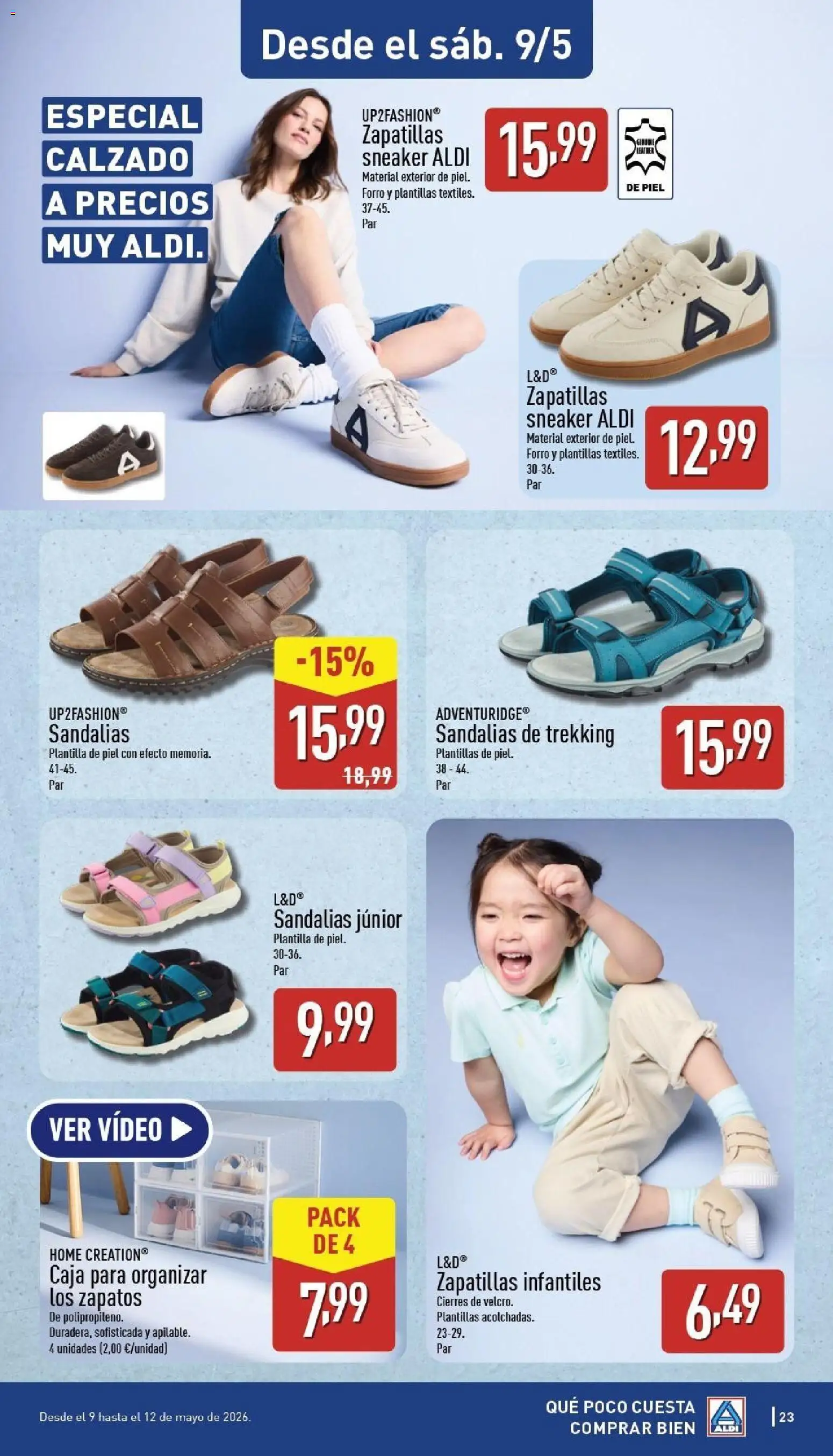 Aldi folleto Baleares │ válido desde el 04.05.2026 | Página: 23 | Productos: Sandalias, Zapatillas, Video, Caja