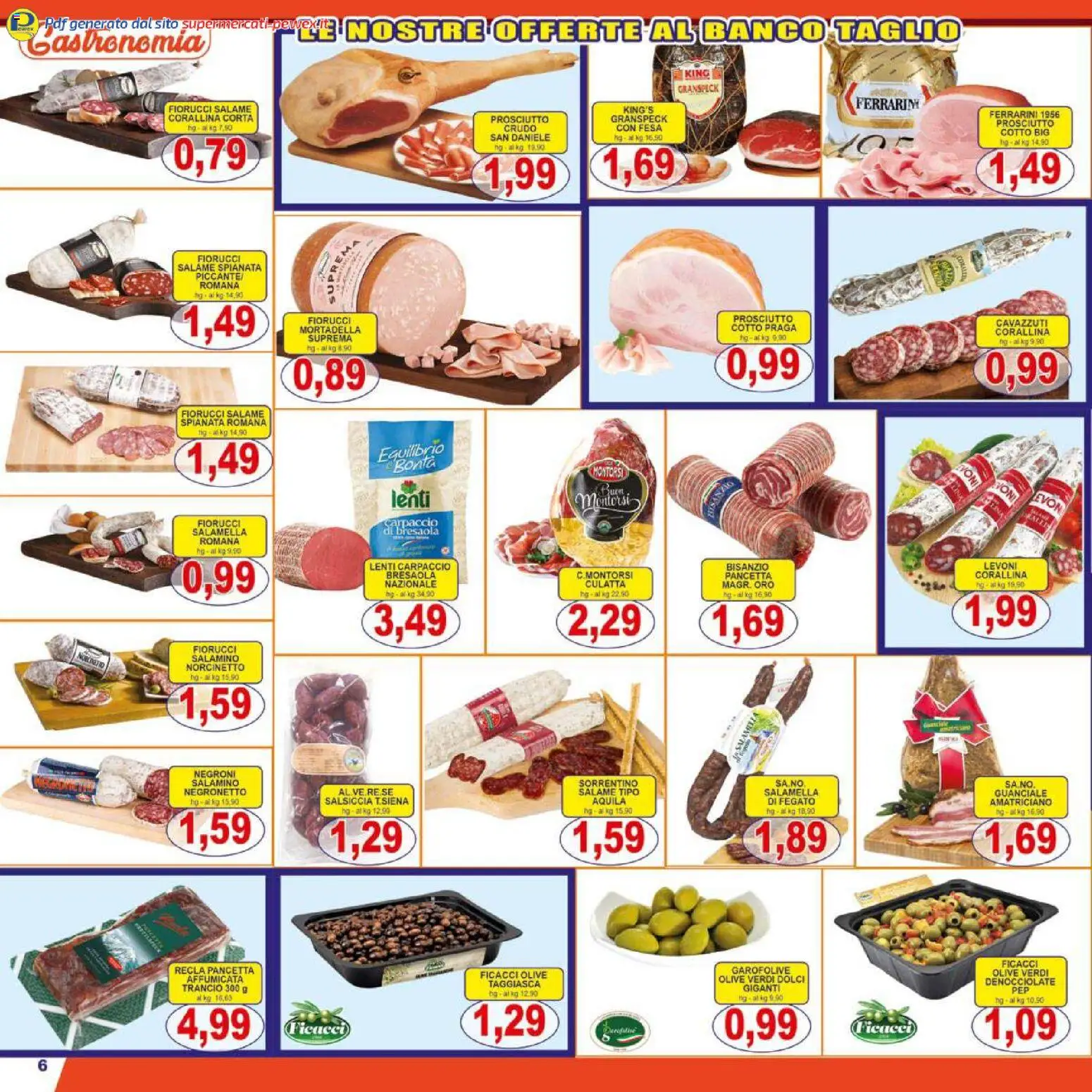 Volantino Pewex del 27.03.2026 | Pagina: 6 | Prodotti: Pancetta, Olive, Prosciutto, Salsiccia