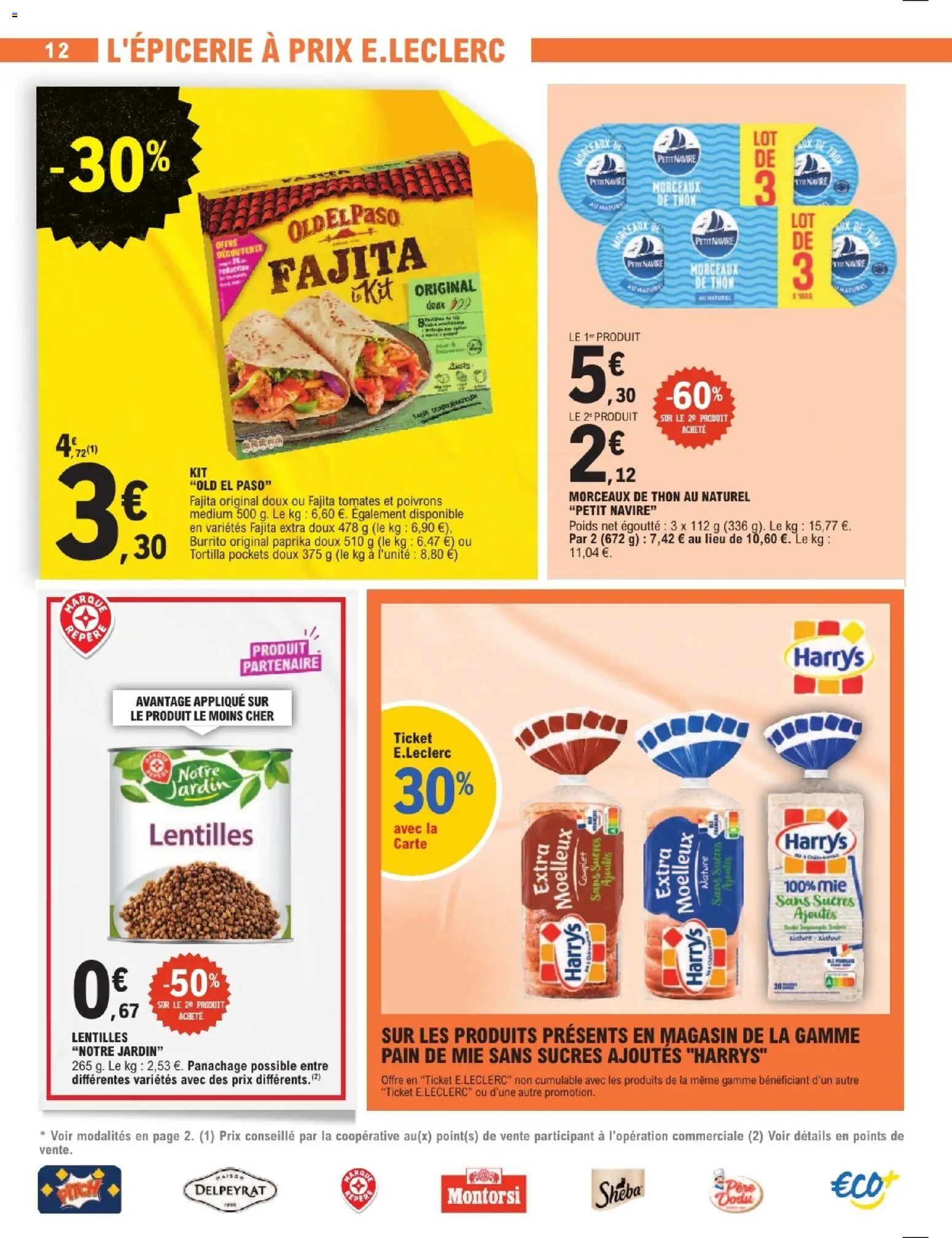 {H1} | Page: 12 | Produits: Paprika, Thon, Pain de mie, Pain