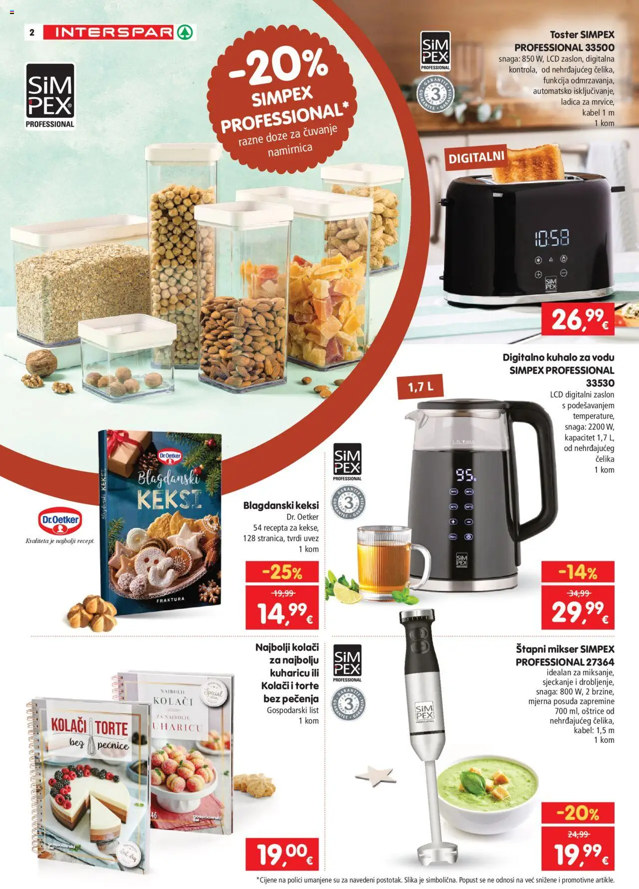 Interspar katalog | vrijedi od 08.10.2025 | Stranica: 2 | Proizvodi: Kuhalo za vodu, Štapni mikser, Toster, Kabel