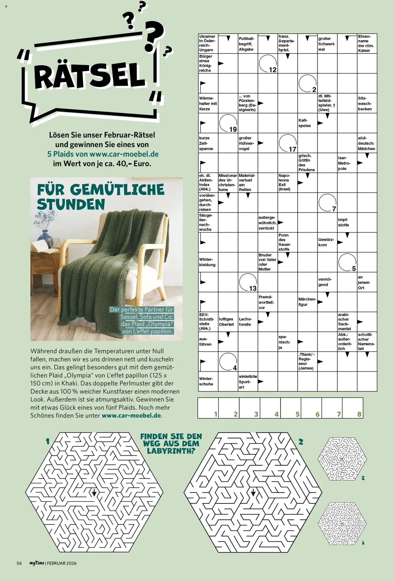 Famila Nordwest myTime Februar 2026 – gültig ab 01.02.2026 | Seite: 56 | Produkte: Decke, Sofa, Lachs, Mantel