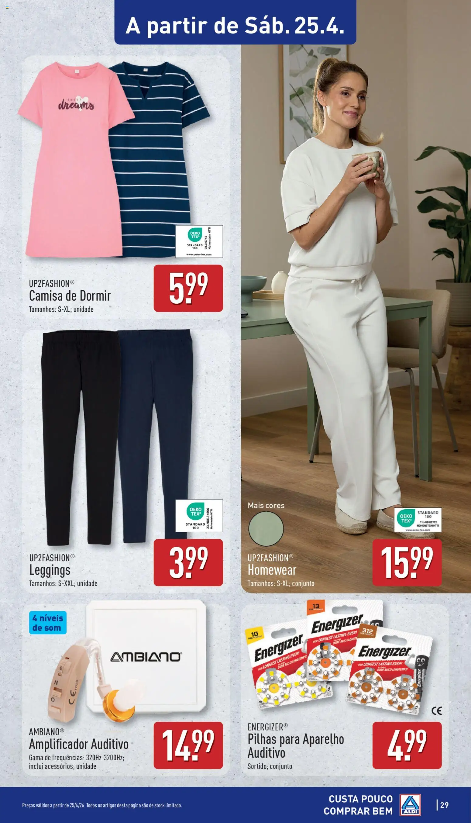Aldi folheto │ válido de 20.04.2026 | Página: 29 | Produtos: Pilhas, Camisa, Leggings