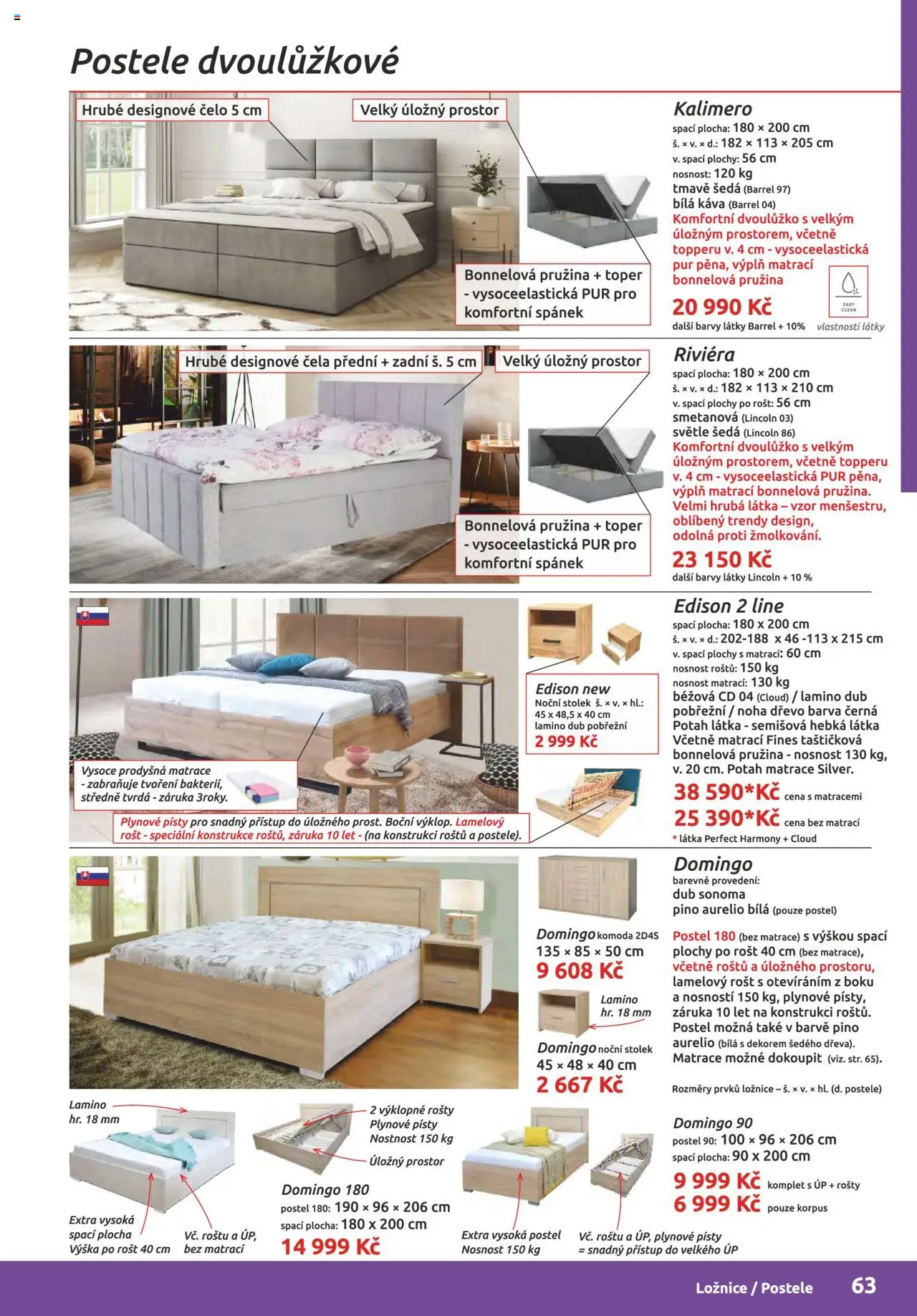 ORFA nábytek katalog 2025-2026 od 01.10.2025 | Strana: 63 | Produkty: Postele, Postel, Matrace, Barvy