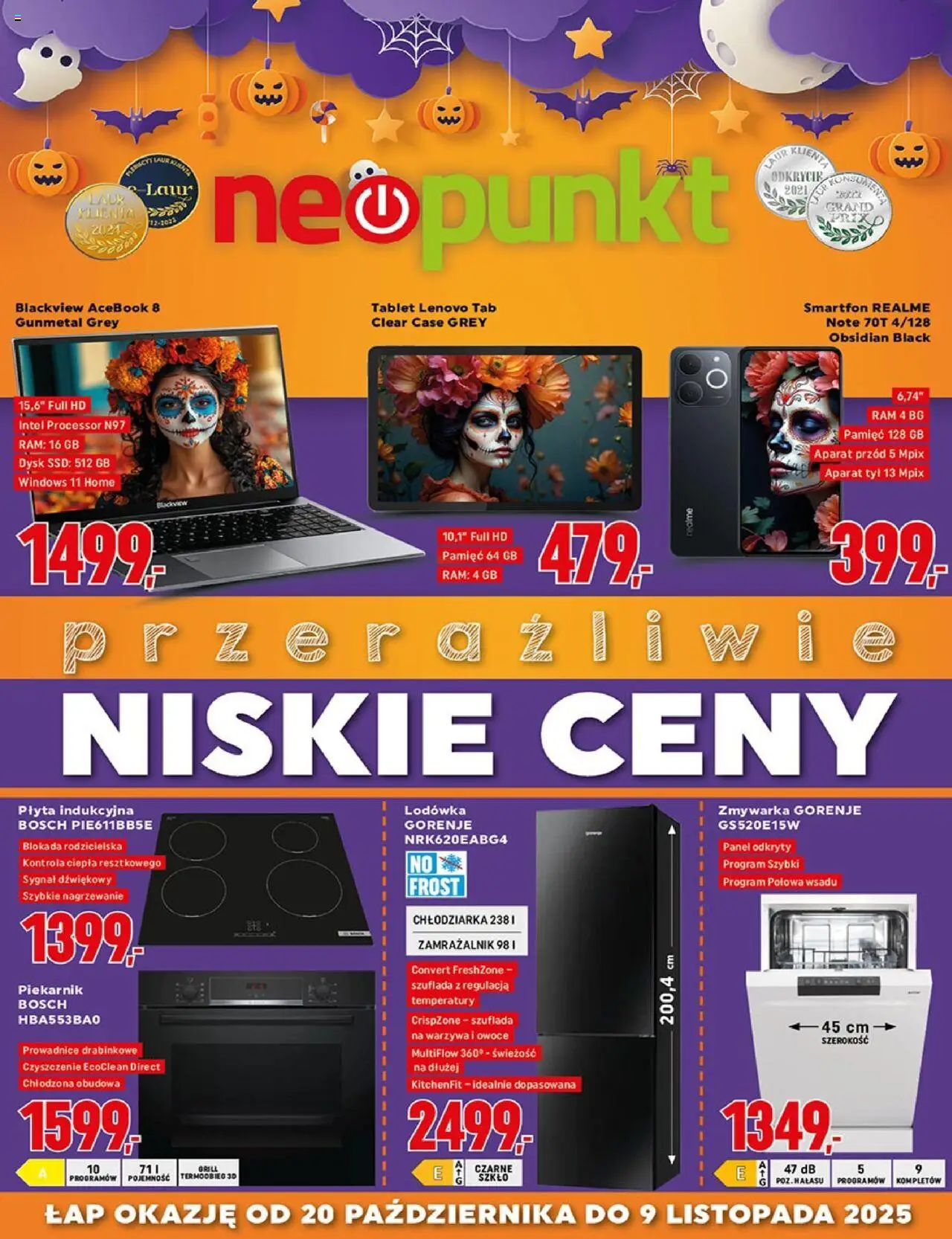 Neopunkt Gazetka od 20.10.2025 | Strona: 1 | Produkty: Tablet, Lodówka, Grill, Owoce