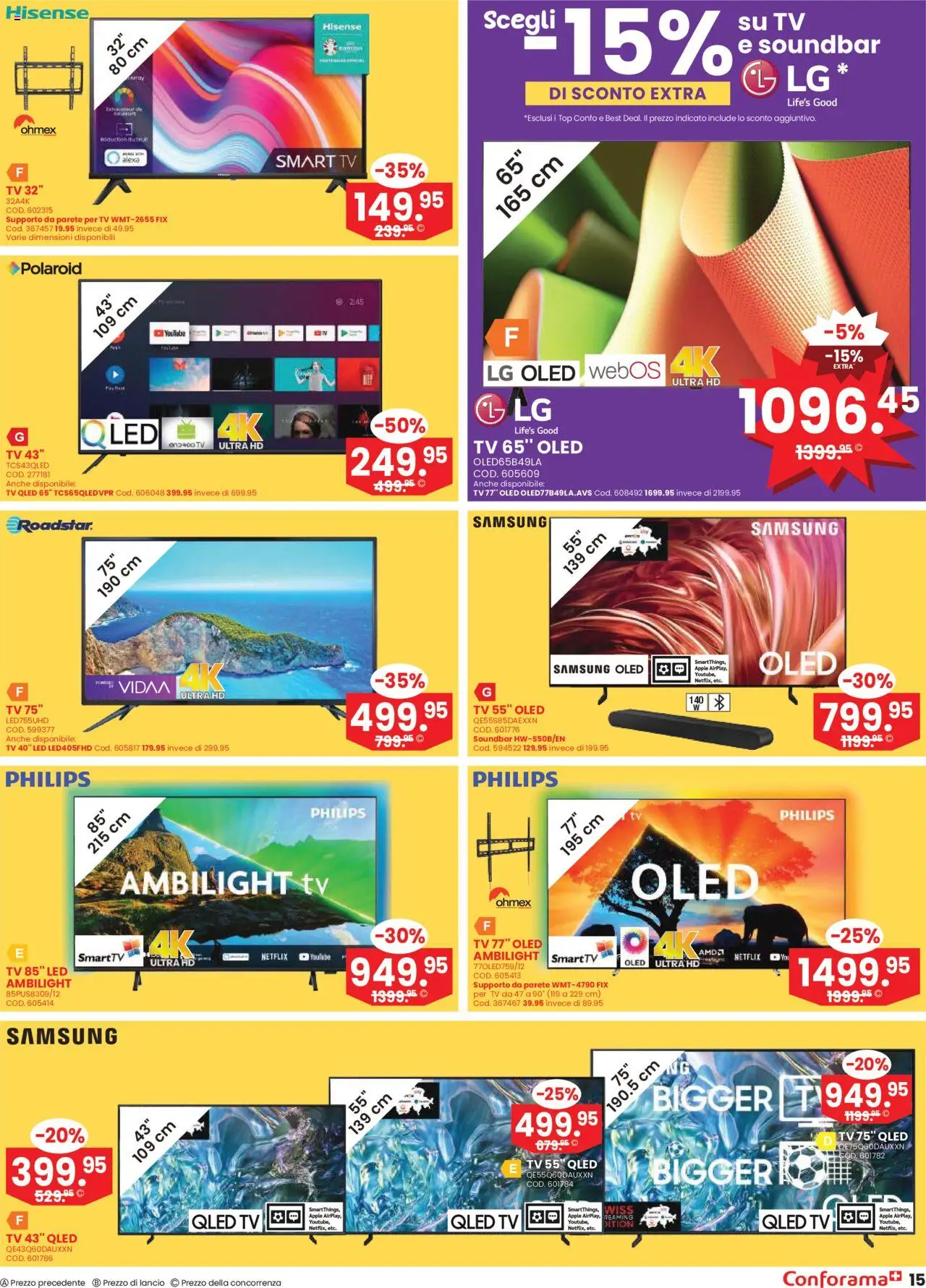 Conforama Aktionen IT ab 23.07.2025 | Seite: 15 | Produkte: TV, Top, LG, Philips