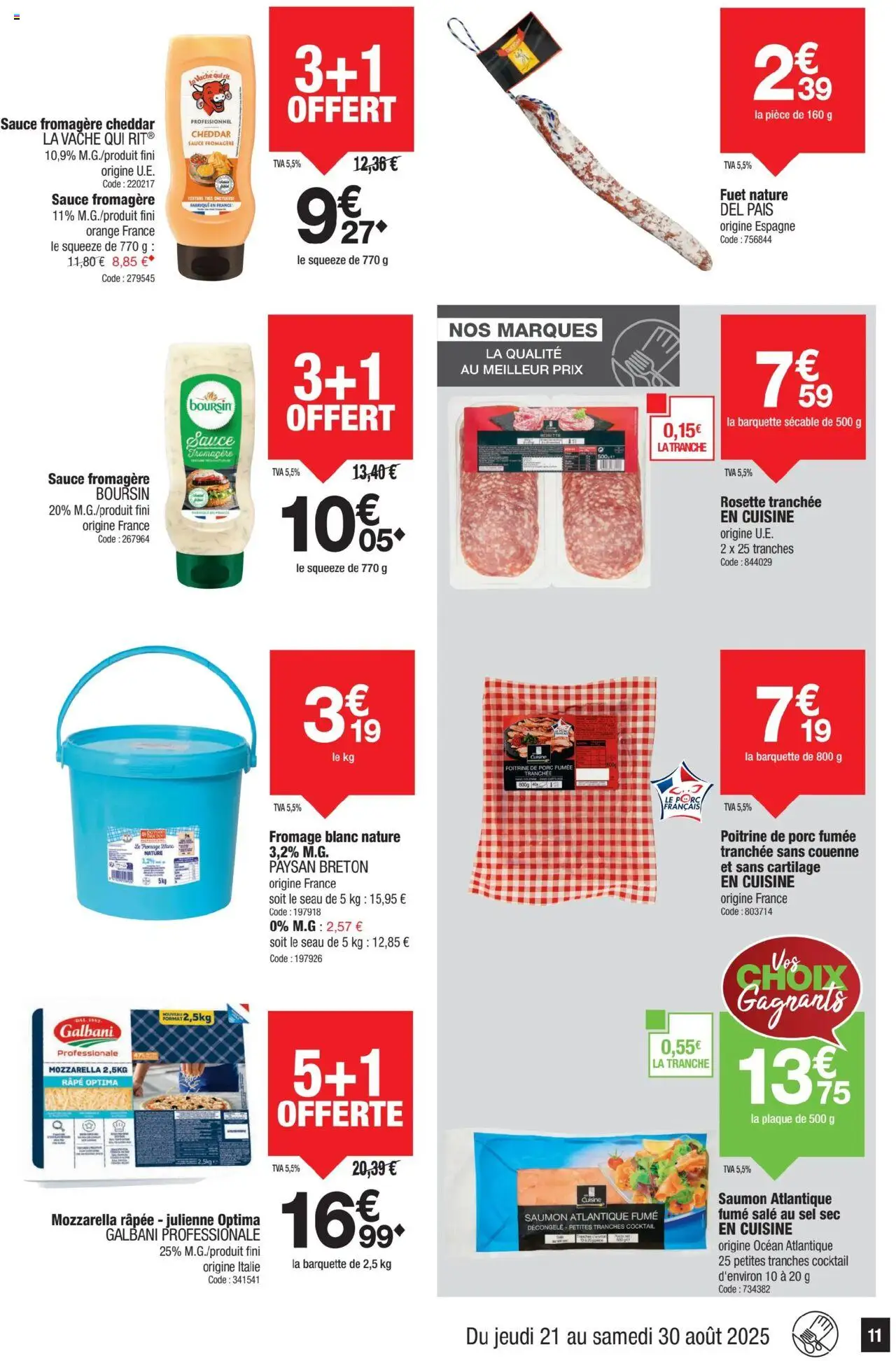  | Page: 11 | Produits: Fromage blanc nature, Sauce fromagère, Fromage, Porc