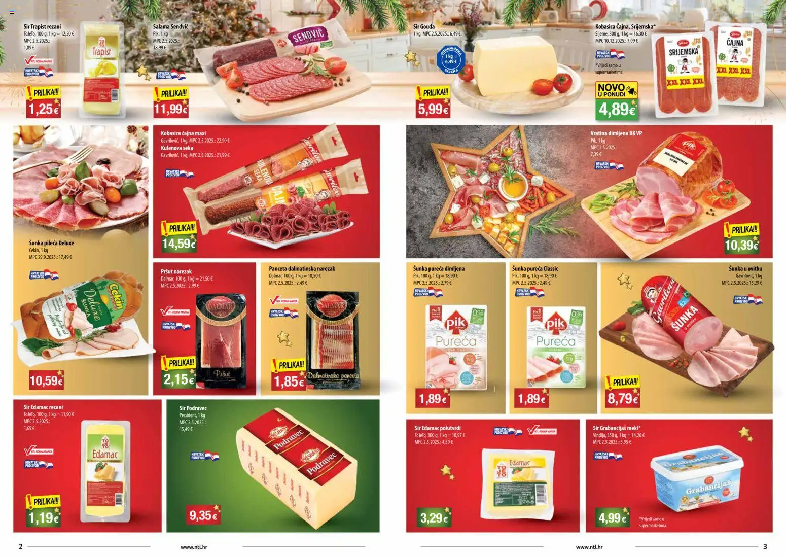 NTL katalog | vrijedi od 24.12.2025 | Stranica: 2 | Proizvodi: Šunka, Pršut, Narezak, Gouda