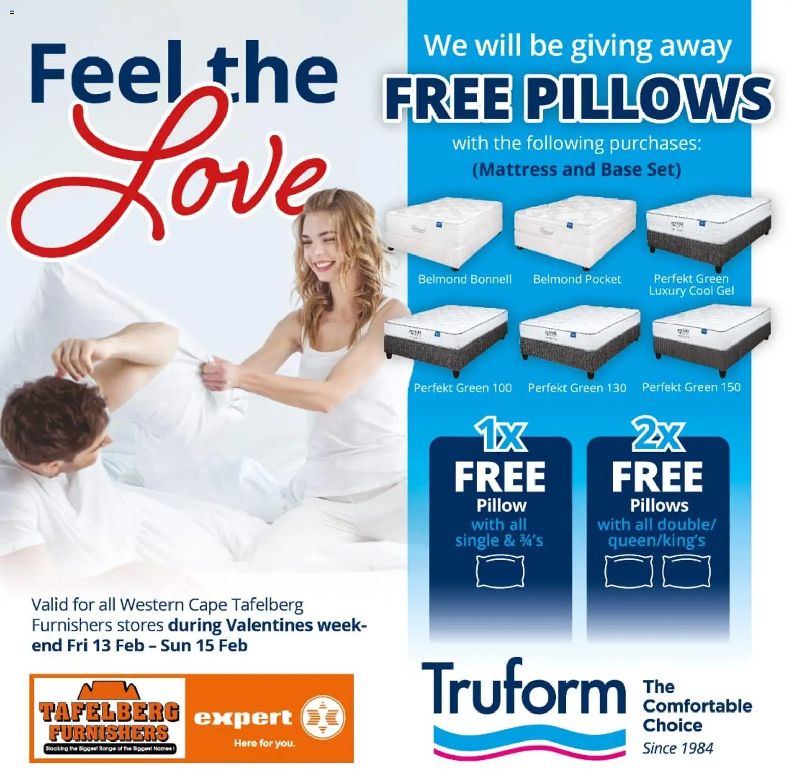 New Tafelberg Furnishers catalogue – valid from 13.02.2026 | Page: 1 | Products: Mattress, Pillow