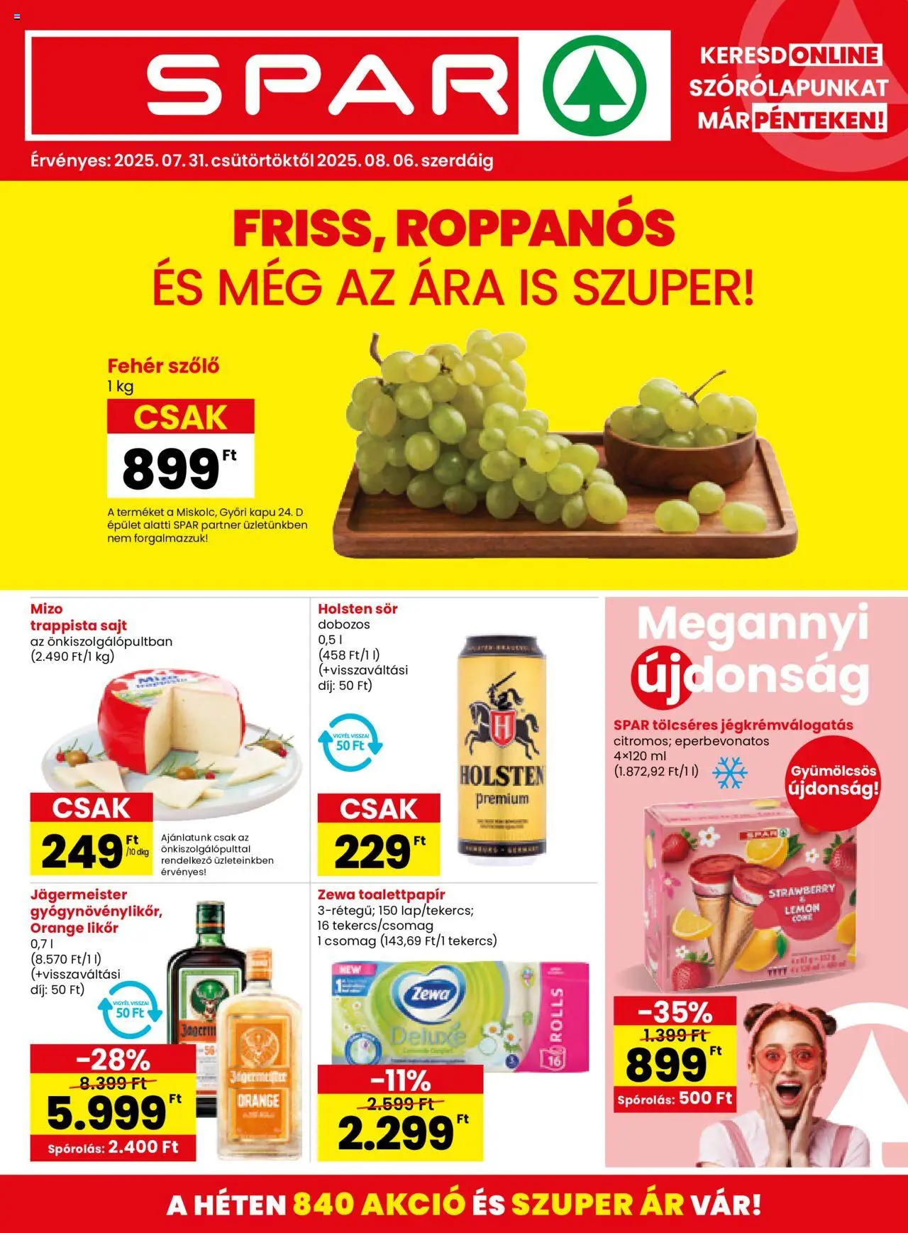 Spar akciós ujság - amely érvényes a következő dátumtól: 31.07.2025 | Oldal: 1 | Termékek: Sajt, Sör, Voćni jogurt, Trappista sajt