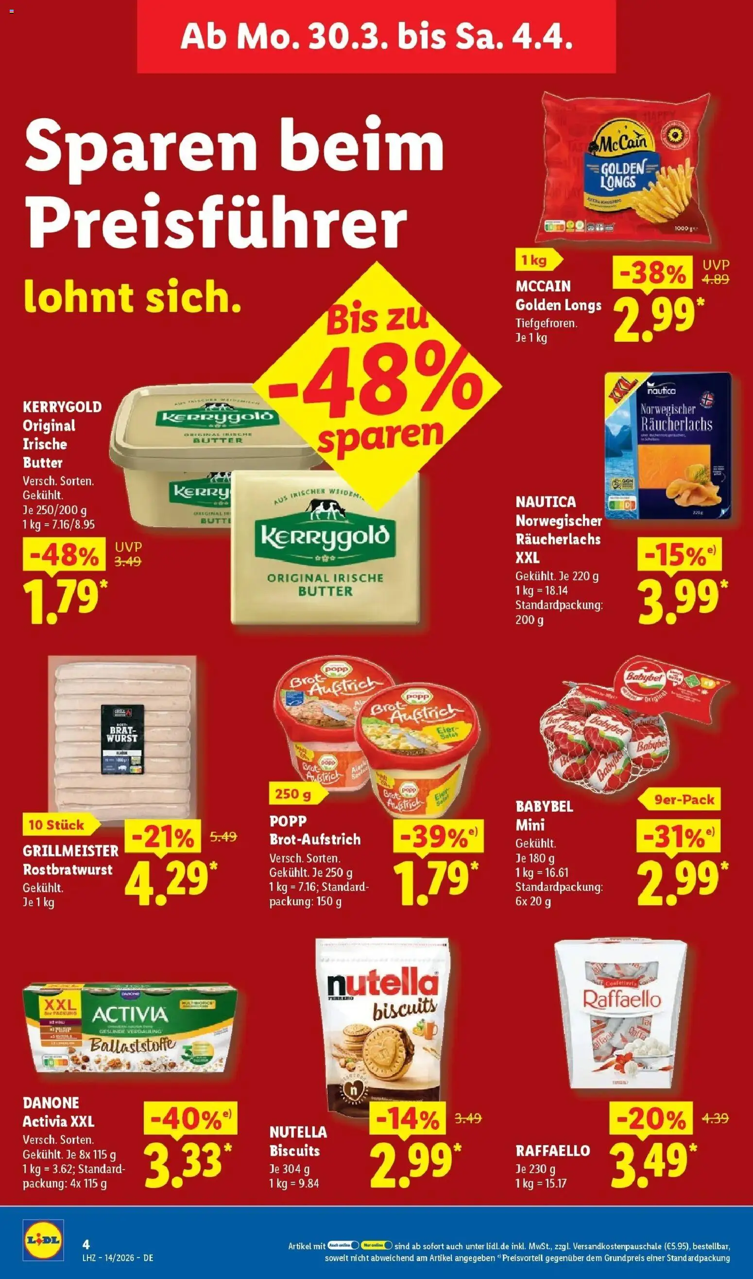 Lidl Prospekt Mühlacker – gültig ab 30.03.2026 | Seite: 14 | Produkte: Raffaello, McCain, Wurst, Brot