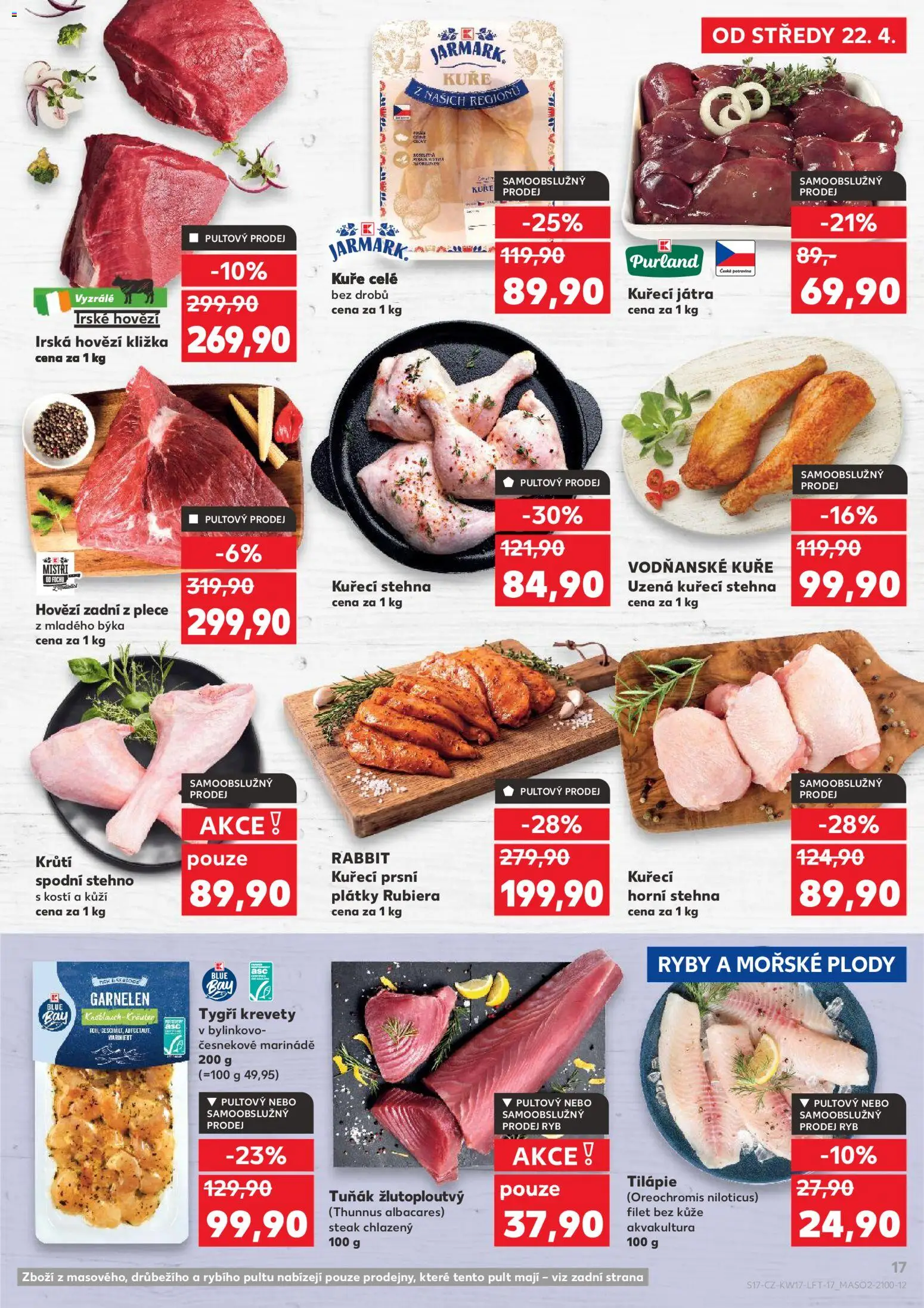 Kaufland leták - Plzeň od 22.04.2026 | Strana: 17 | Produkty: Tuňák, Ryby, Filet, Krevety