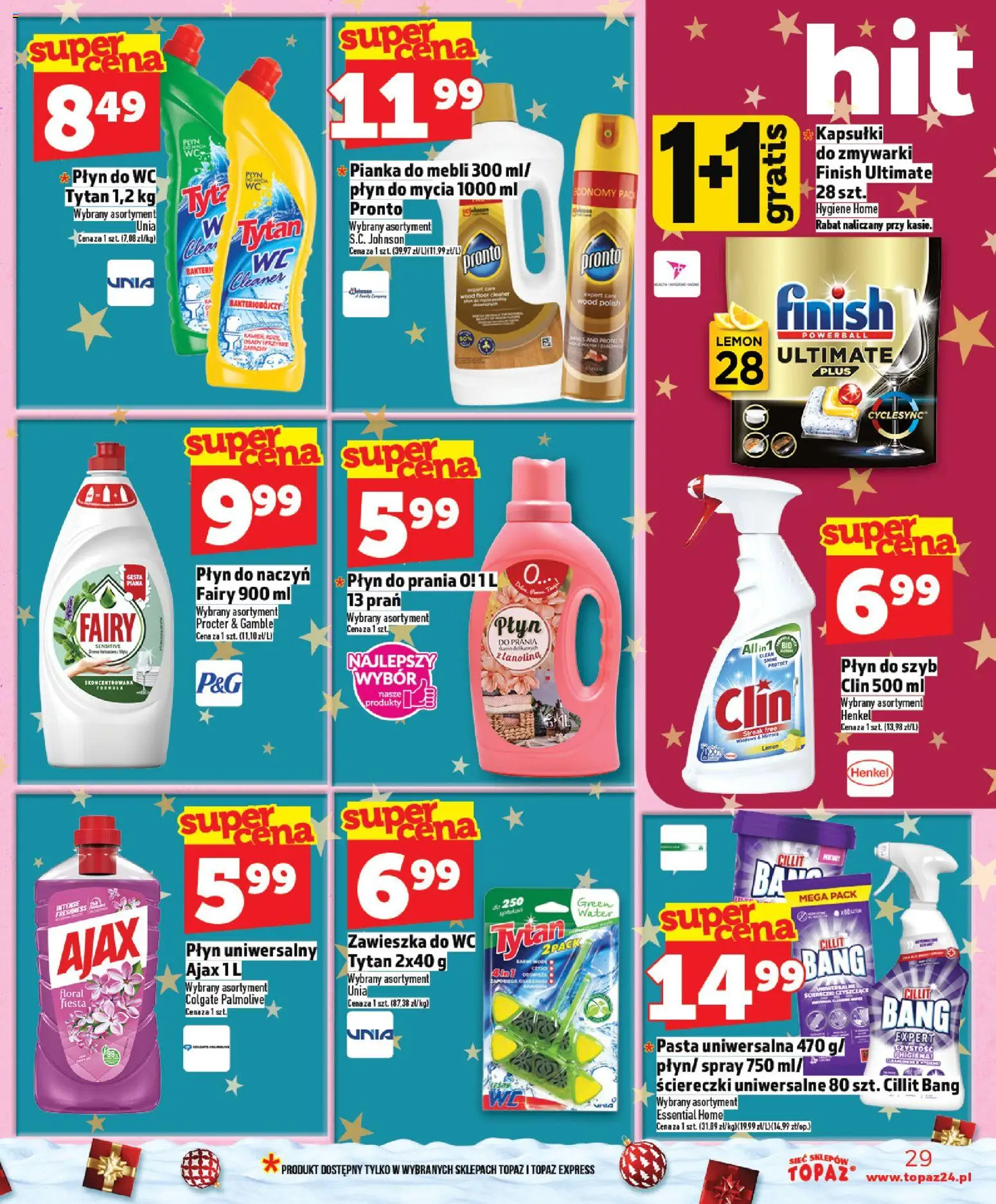 Topaz Gazetka MAZ od 11.12.2025 | Strona: 29 | Produkty: Cleaner, Fairy, Finish
