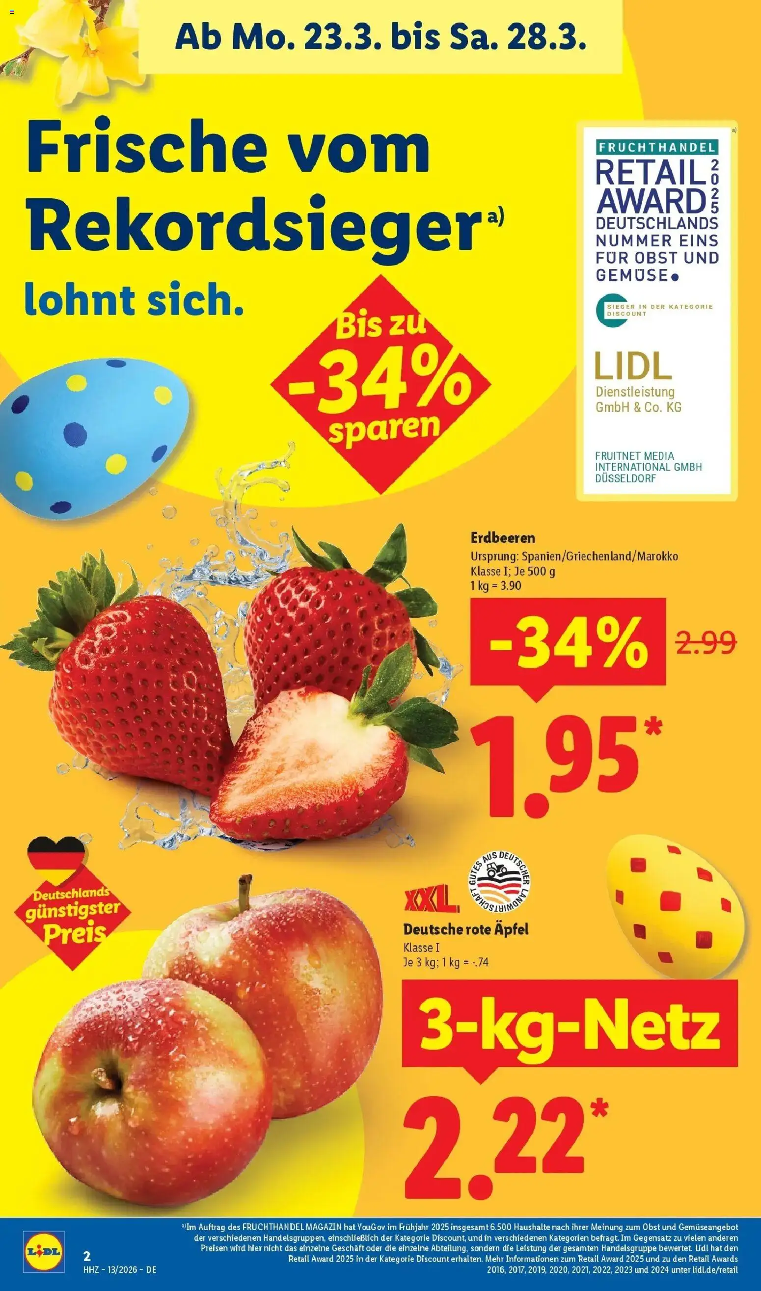 Lidl Prospekt Braunschweig – gültig ab 23.03.2026 | Seite: 4 | Produkte: Äpfel, Gemüse, Obst, Erdbeeren
