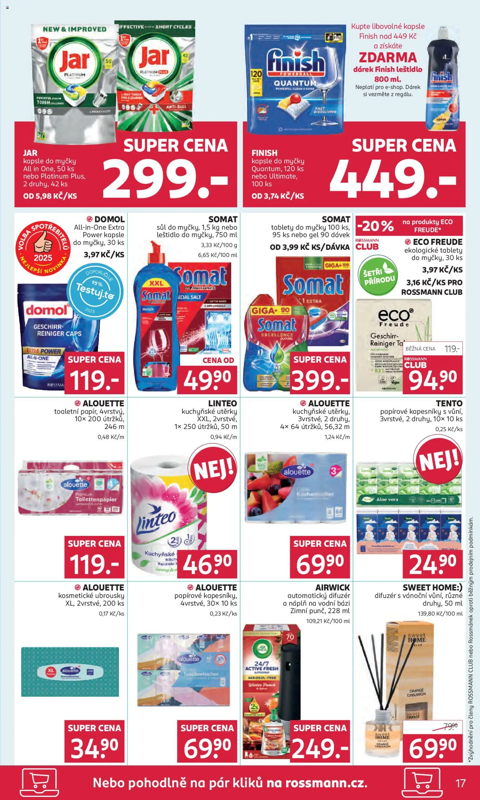 Rossmann leták od 22.10.2025 | Strana: 17 | Produkty: Difuzér, Jar kapsle, Papírové kapesníky, Eco power