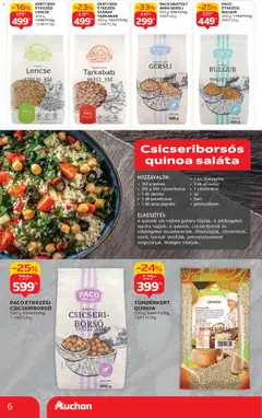 Auchan Akciós újság - amely érvényes a következő dátumtól: 30.10.2025 | Oldal: 6 | Termékek: Csicseriborsó, Lencse, Saláta, Bors