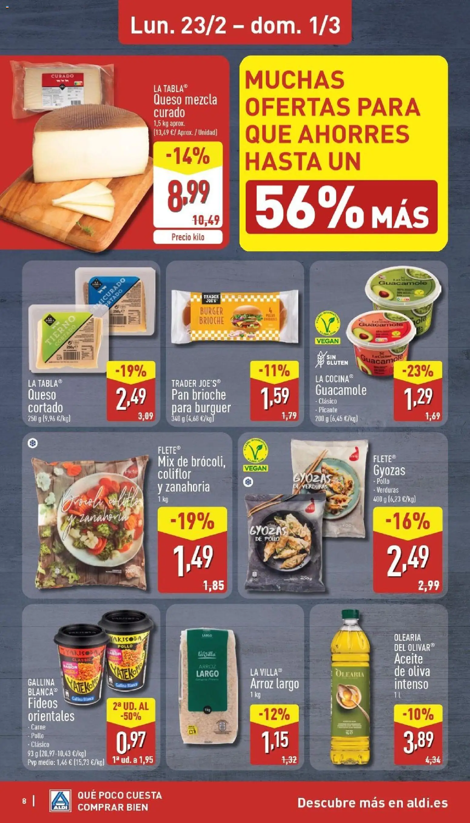 Aldi folleto Baleares │ válido desde el 23.02.2026 | Página: 8 | Productos: Queso, Pan, Guacamole, Zanahoria