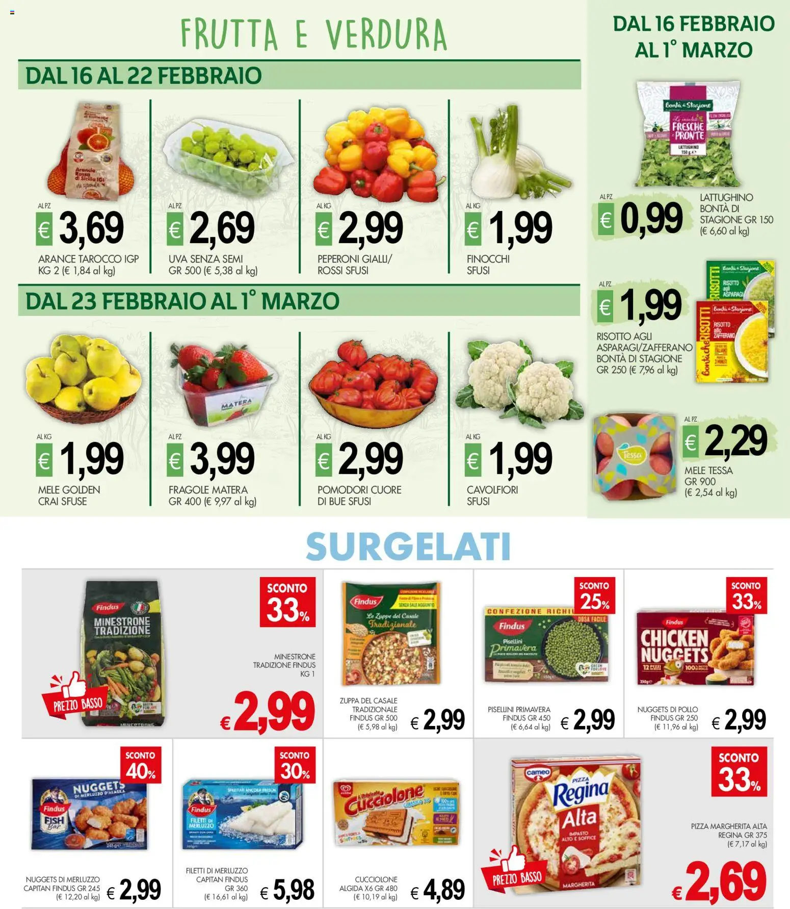 Volantino Presto Fresco del 16.02.2026 | Pagina: 4 | Prodotti: Pollo, Peperoni, Fragole, Nuggets