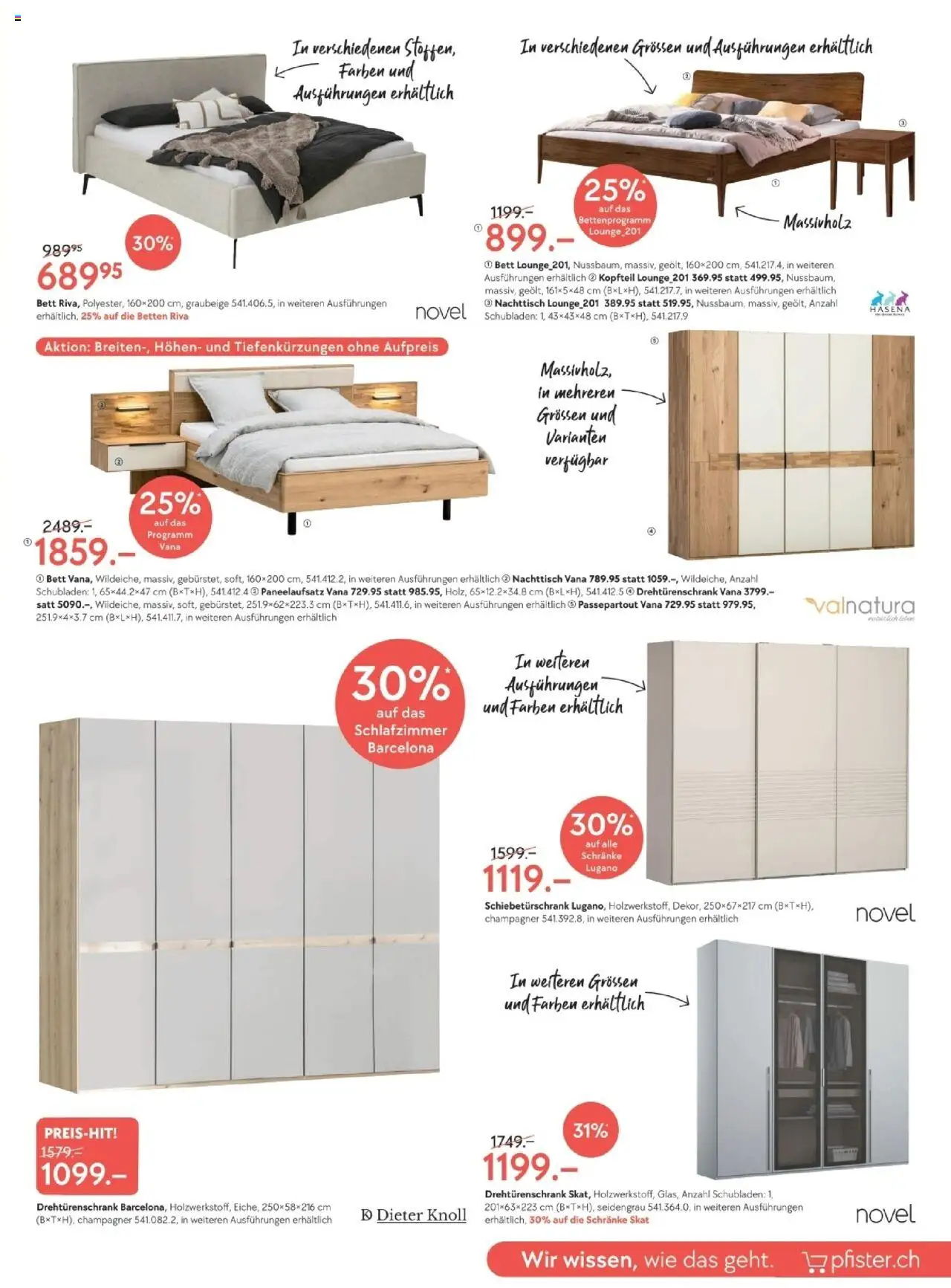 Pfister Aktionen – gültig ab 23.09.2025 | Seite: 9 | Produkte: Nachttisch, Drehtürenschrank, Bett