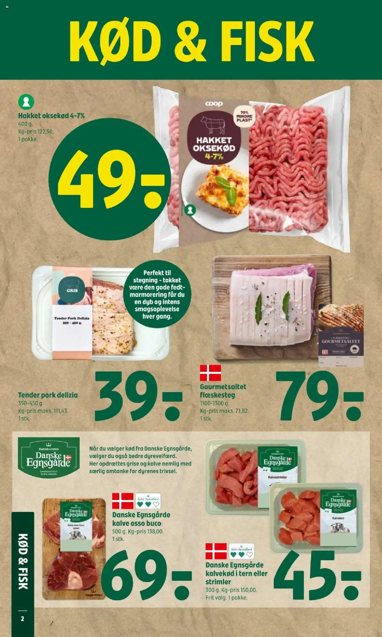 Coop 365 tilbudsavis – gyldig fra 16.10.2025 | Side: 2 | Produkter: Fisk, Oksekød, Flæskesteg