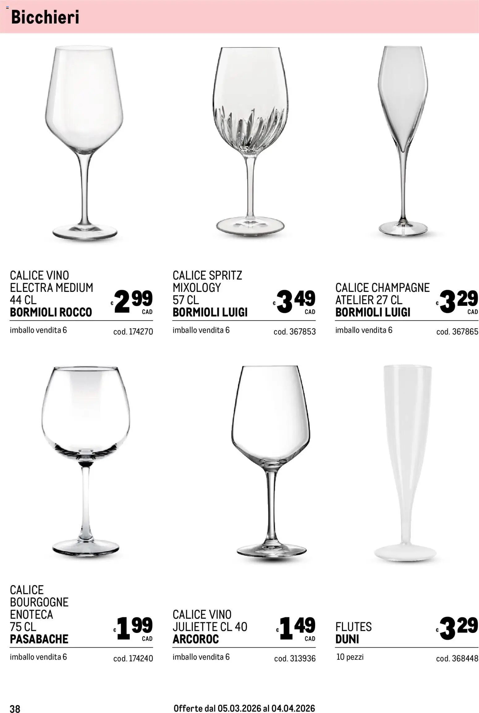 Volantino Metro del 05.03.2026 | Pagina: 38 | Prodotti: Calice, Vino, Champagne, Enoteca