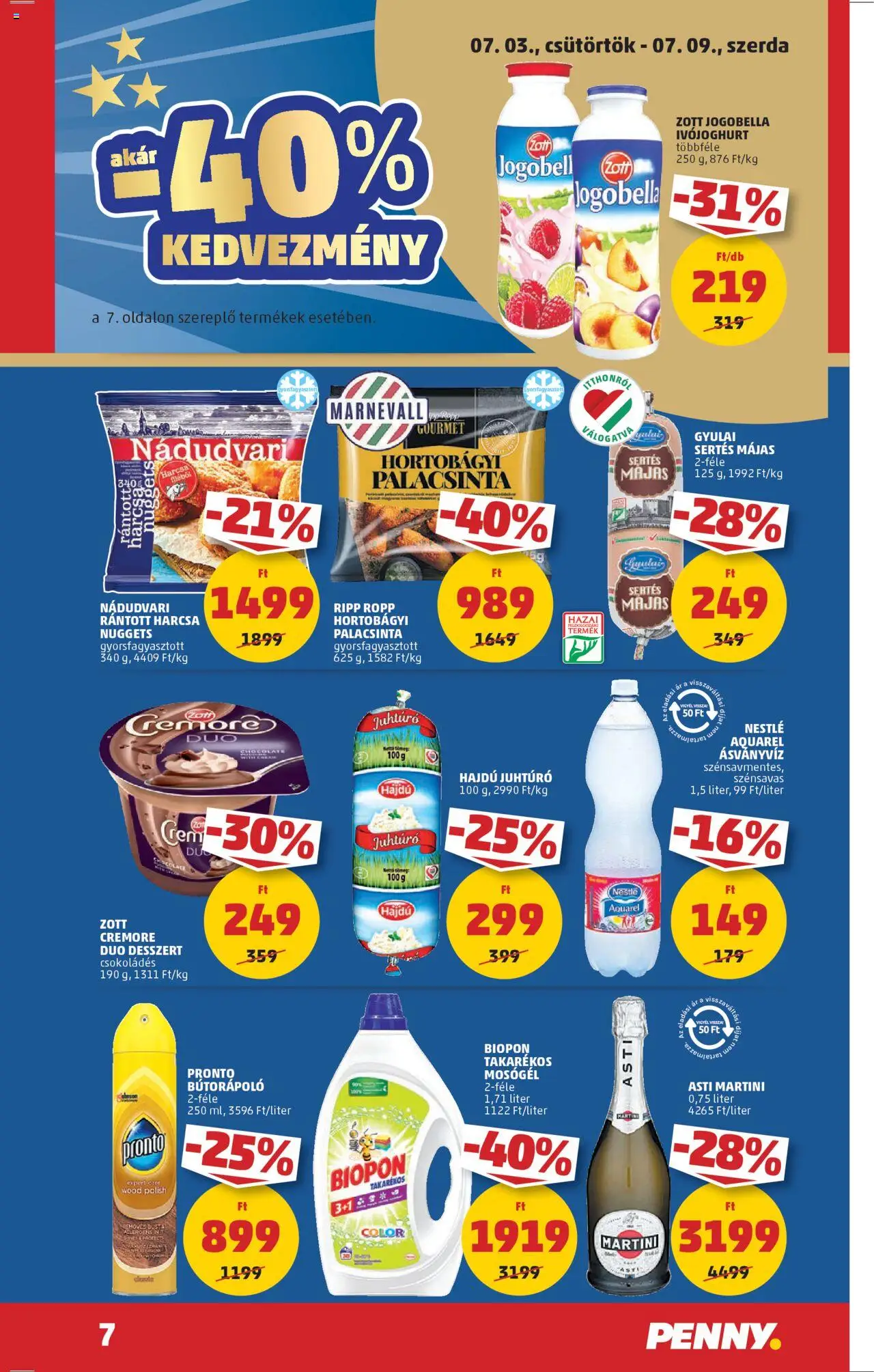 PENNY akciós ujság - amely érvényes a következő dátumtól: 03.07.2025 | Oldal: 9 | Termékek: Nuggets, Mosógél, Ásványvíz, Juhtúró