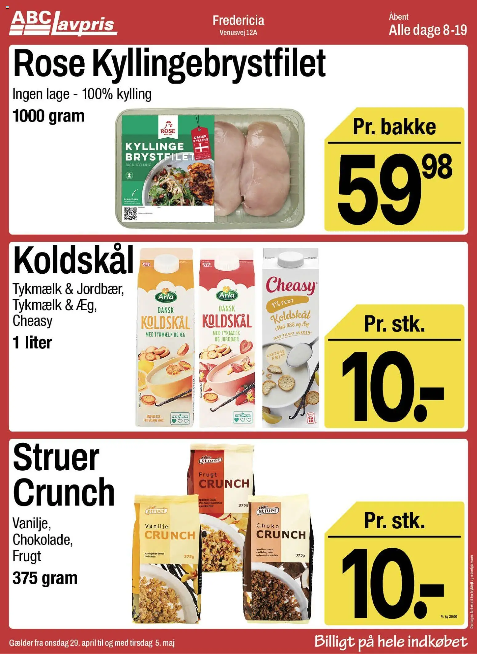 Abc Lavpris tilbudsavis – gyldig fra 29.04.2026 | Side: 4 | Produkter: Æg, Koldskål, Kakao, Sukker