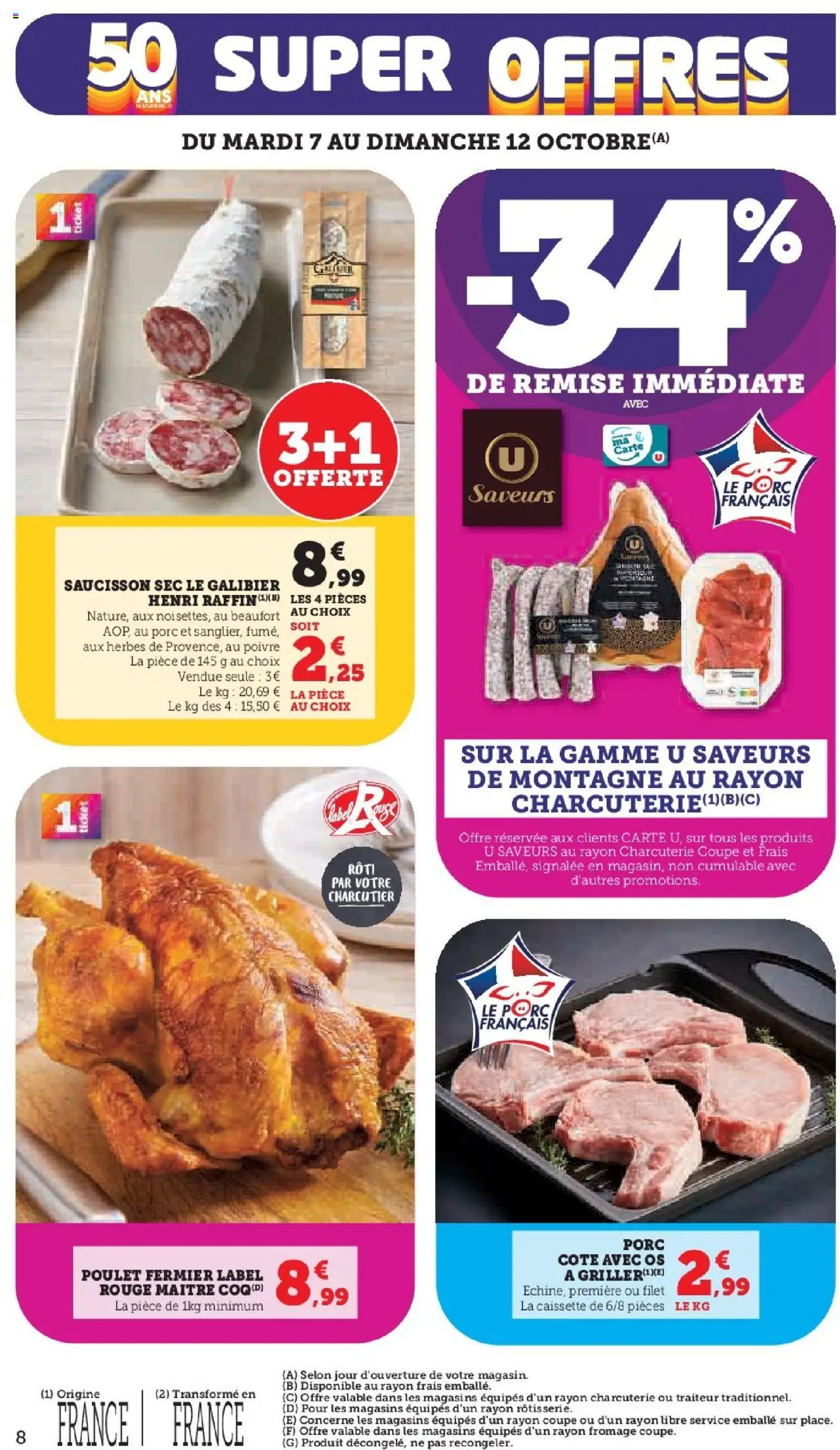{H1} | Page: 8 | Produits: Saucisson sec, Poivre, Fromage, Porc