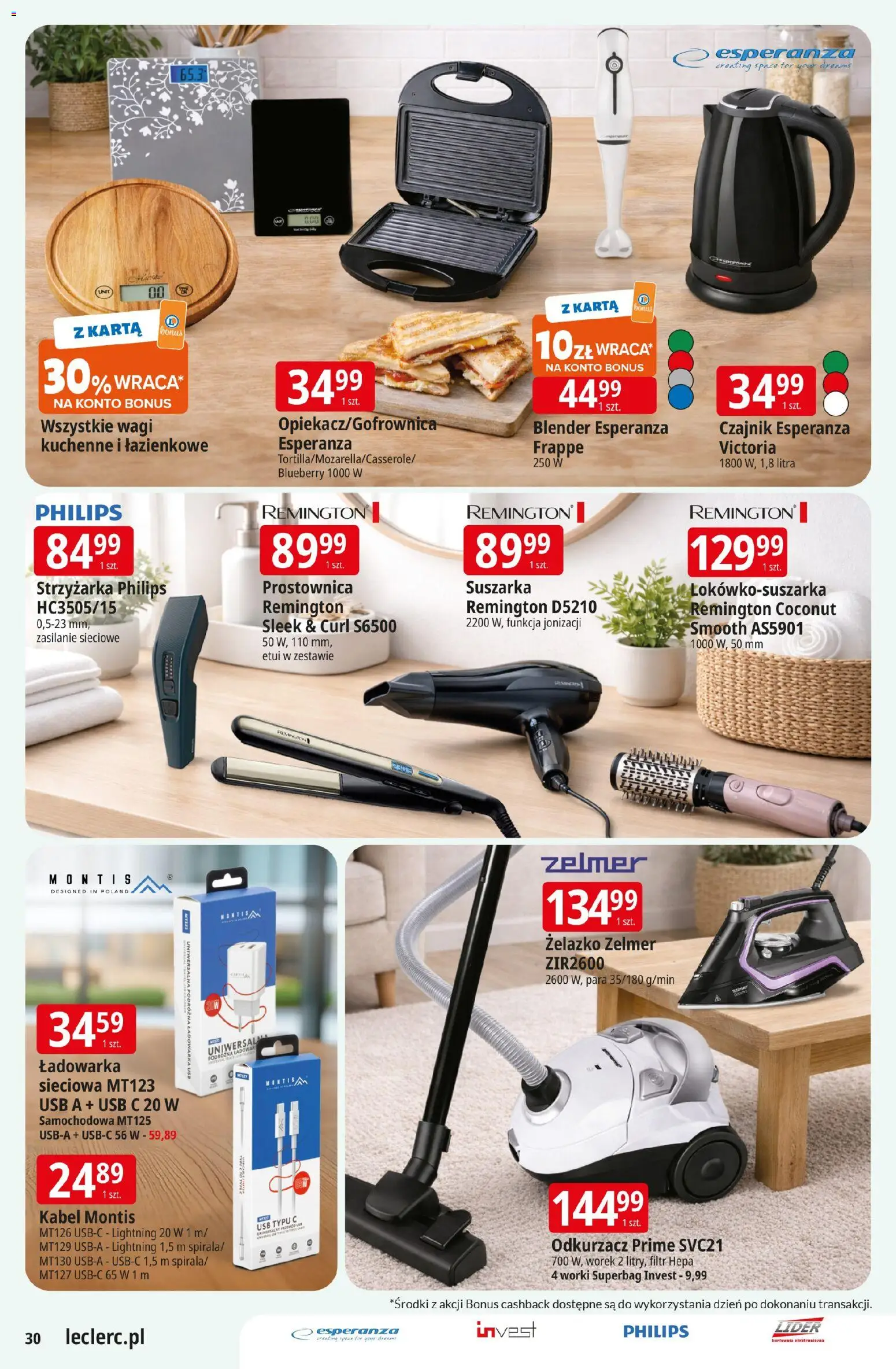 E.Leclerc Gazetka - Elbląg od 24.02.2026 | Strona: 30 | Produkty: USB, Czajnik, Odkurzacz, Blender