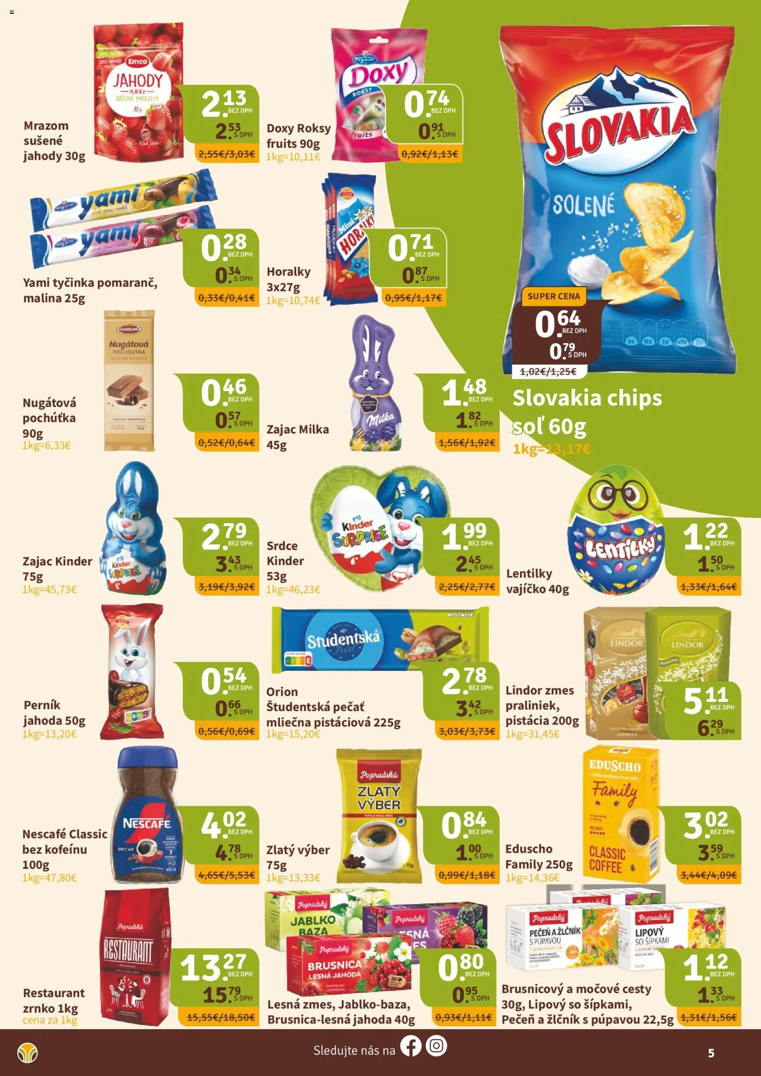 Nové Nitrazdroj akcie – leták je platný od 20.02.2026 | Strana: 5 | Produkty: Lindor, Kinder, Jahody, Soľ