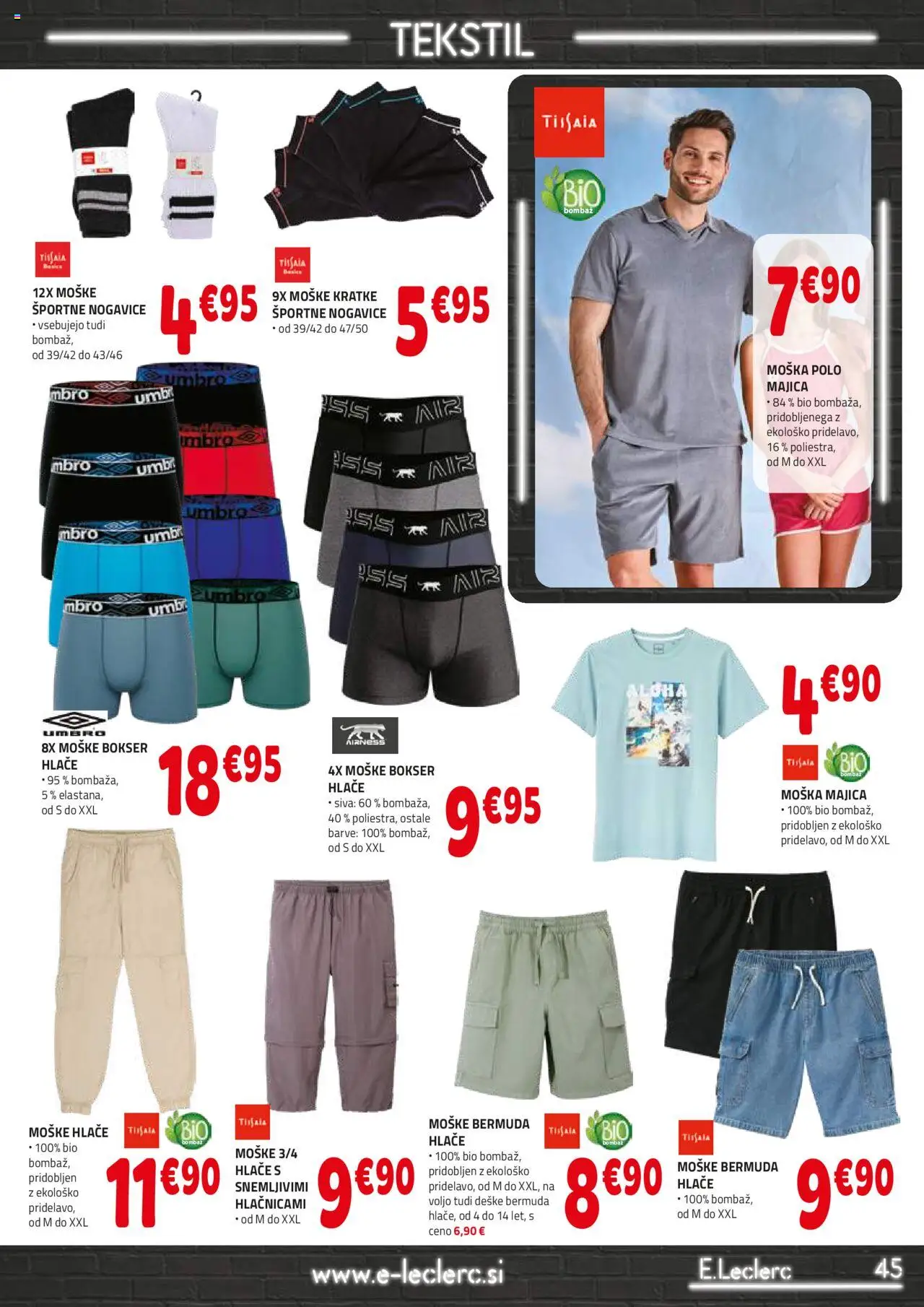 E.leclerc katalog │ velja od 02.07.2025 | Stran: 45 | Izdelki: Športne nogavice, Majica, Hlace, Nogavice