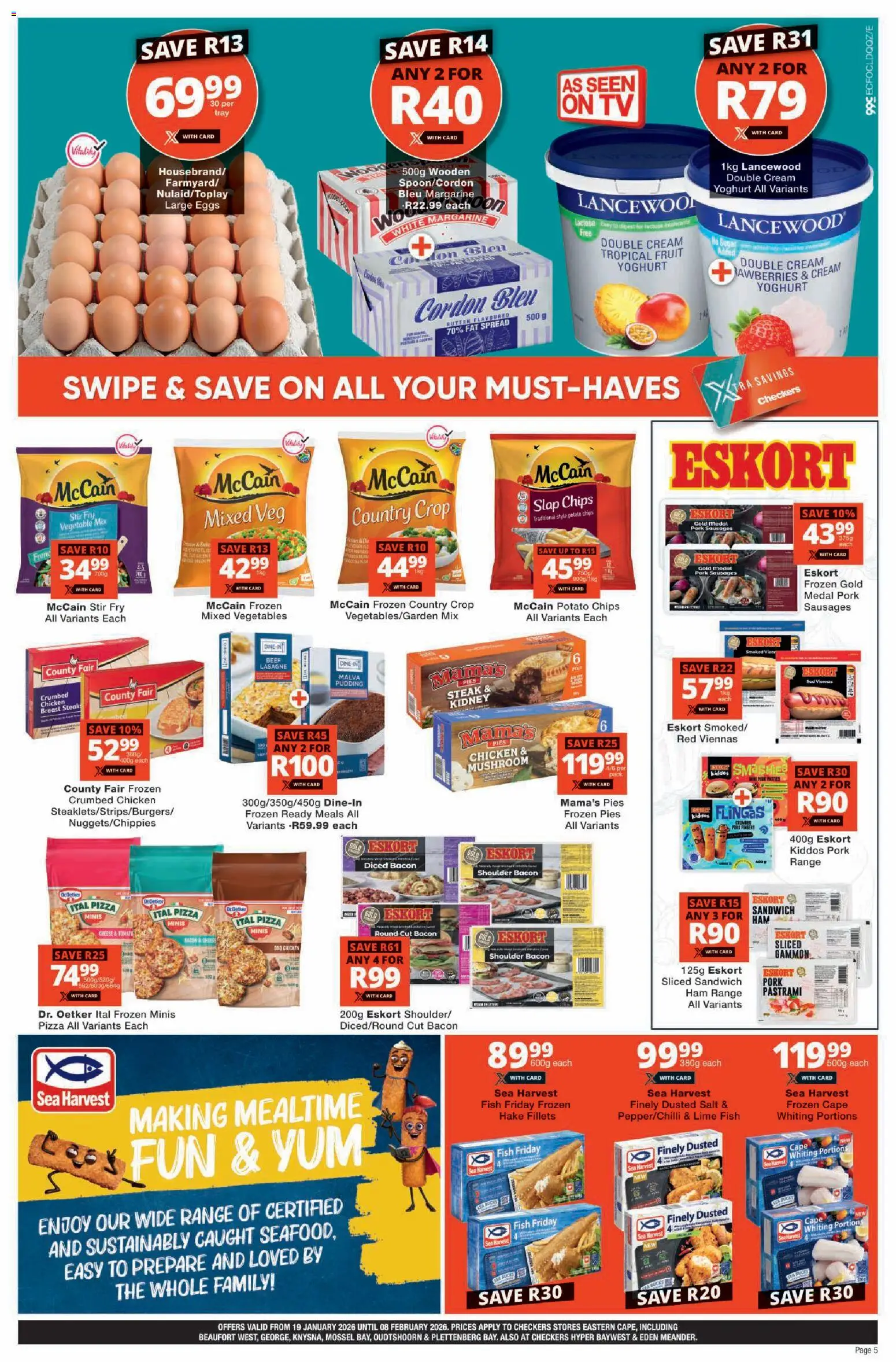 New Checkers catalogue – valid from 19.01.2026 | Page: 5 | Products: Steak, Cheese, Cream, Vegetables
