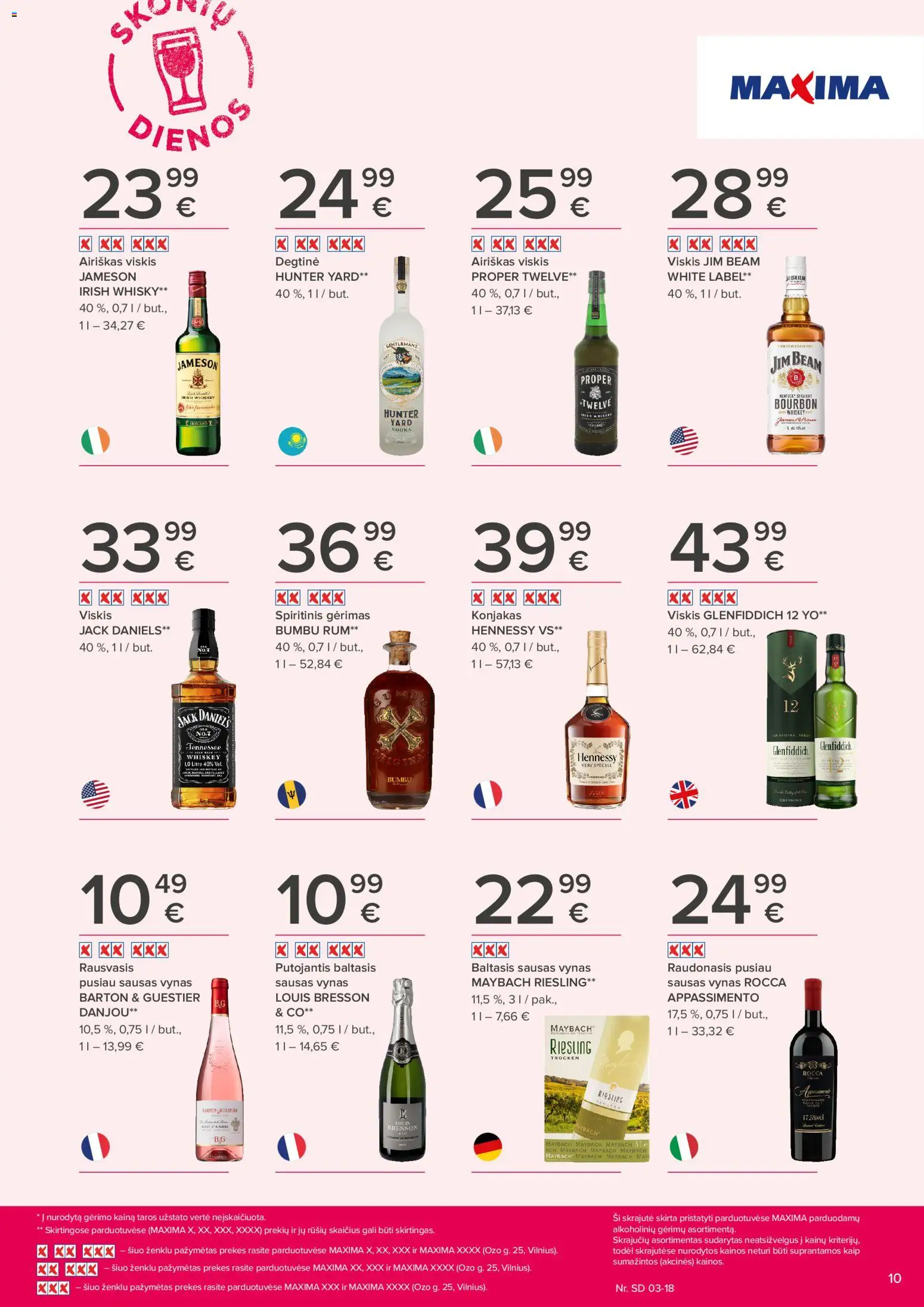 MAXIMA akcijos nuo 05.03.2026 | Puslapis: 10 | Prekių: Degtinė, Viskis, Vynas