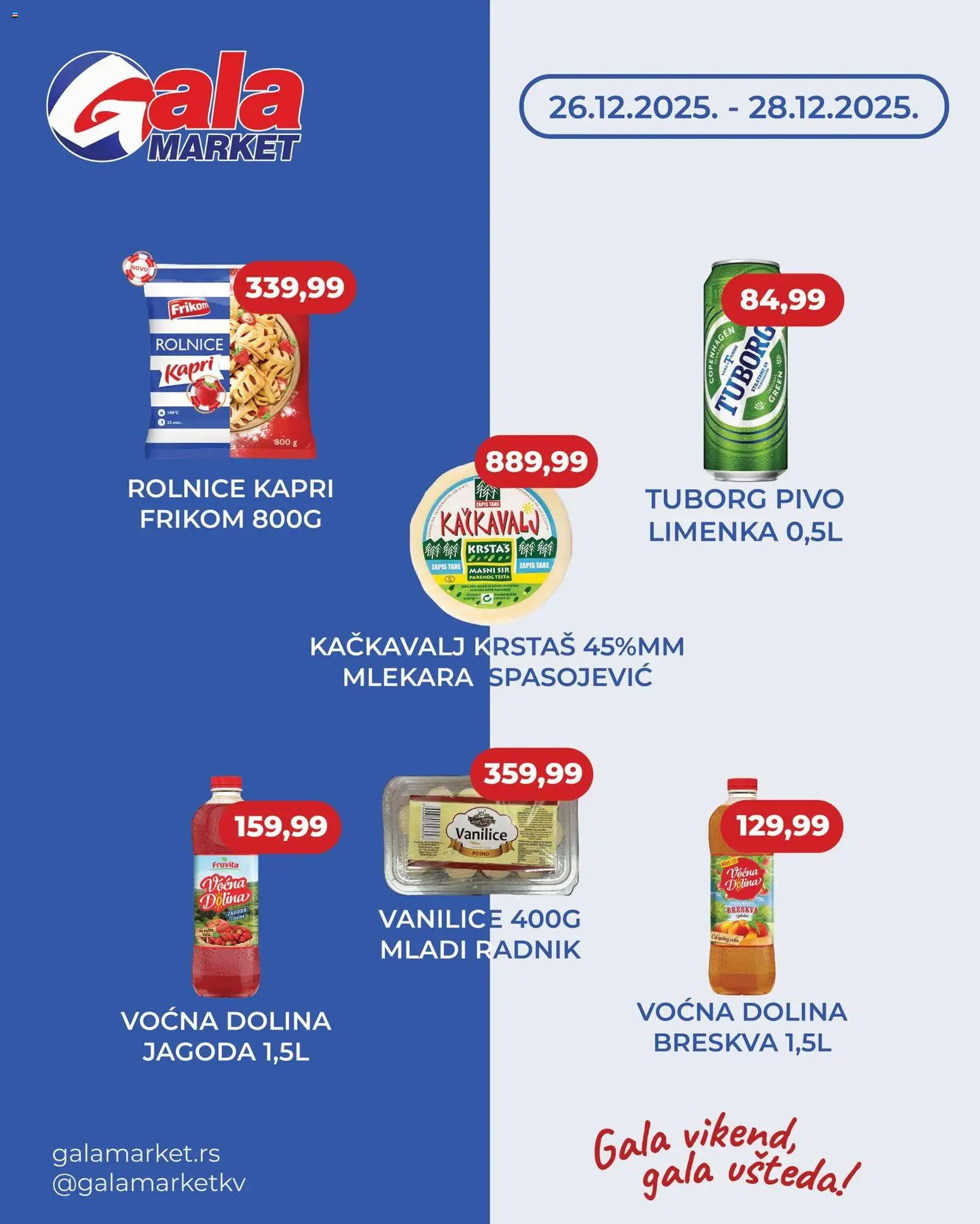 Gala MARKET katalog - važi od 26.12.2025 | Strana: 1 | Proizvode: Tuborg, Jagoda, Fruvita, Pivo