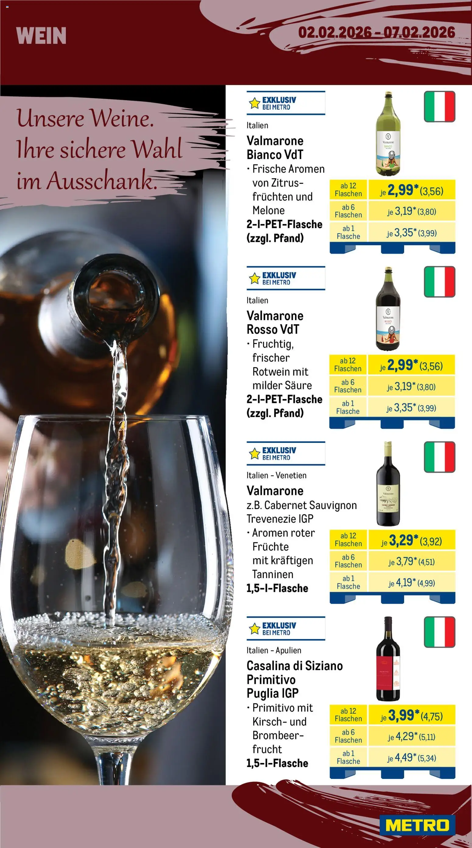 Metro Wochen-Angebote Gastro – gültig ab 02.02.2026 | Seite: 14 | Produkte: Rotwein, Melone, Wein