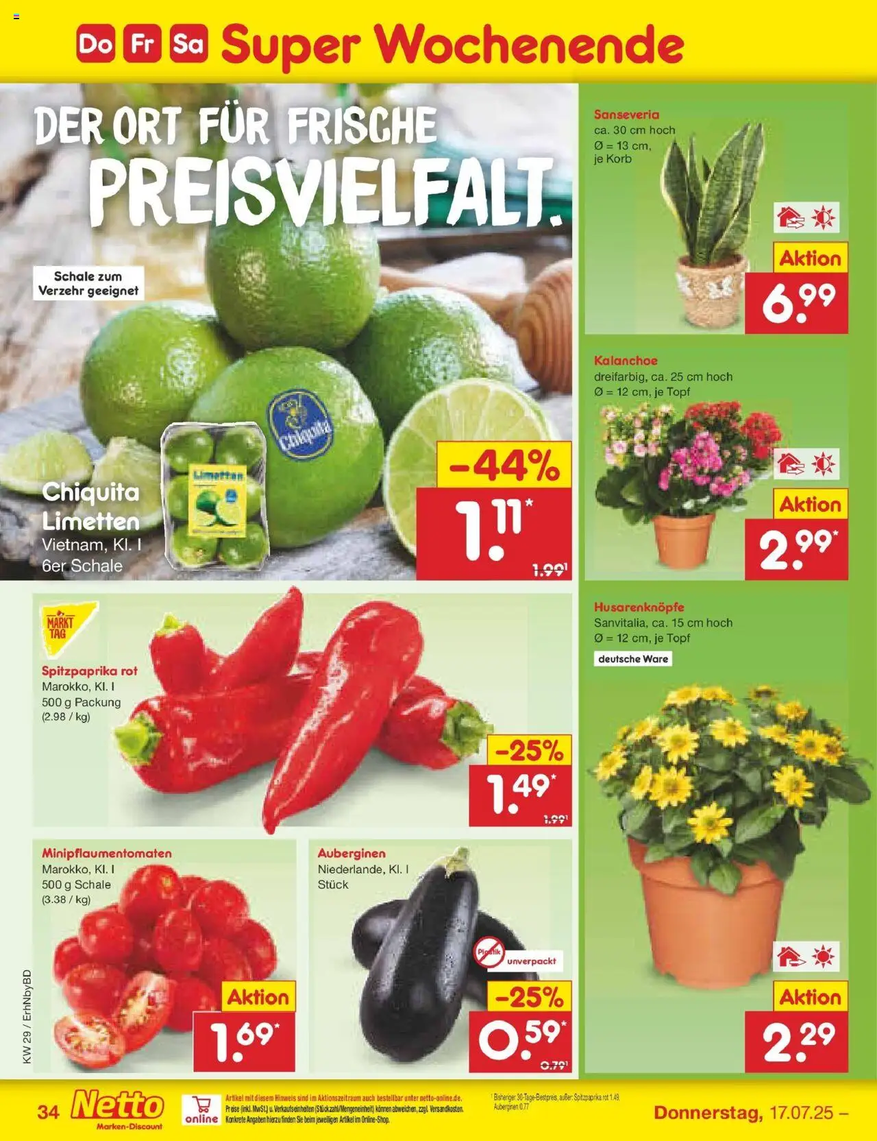 Netto Marken-Discount prospekt Ergolding	 - gültig ab dem 13.07.2025 | Seite: 52 | Produkte: Limetten, Korb