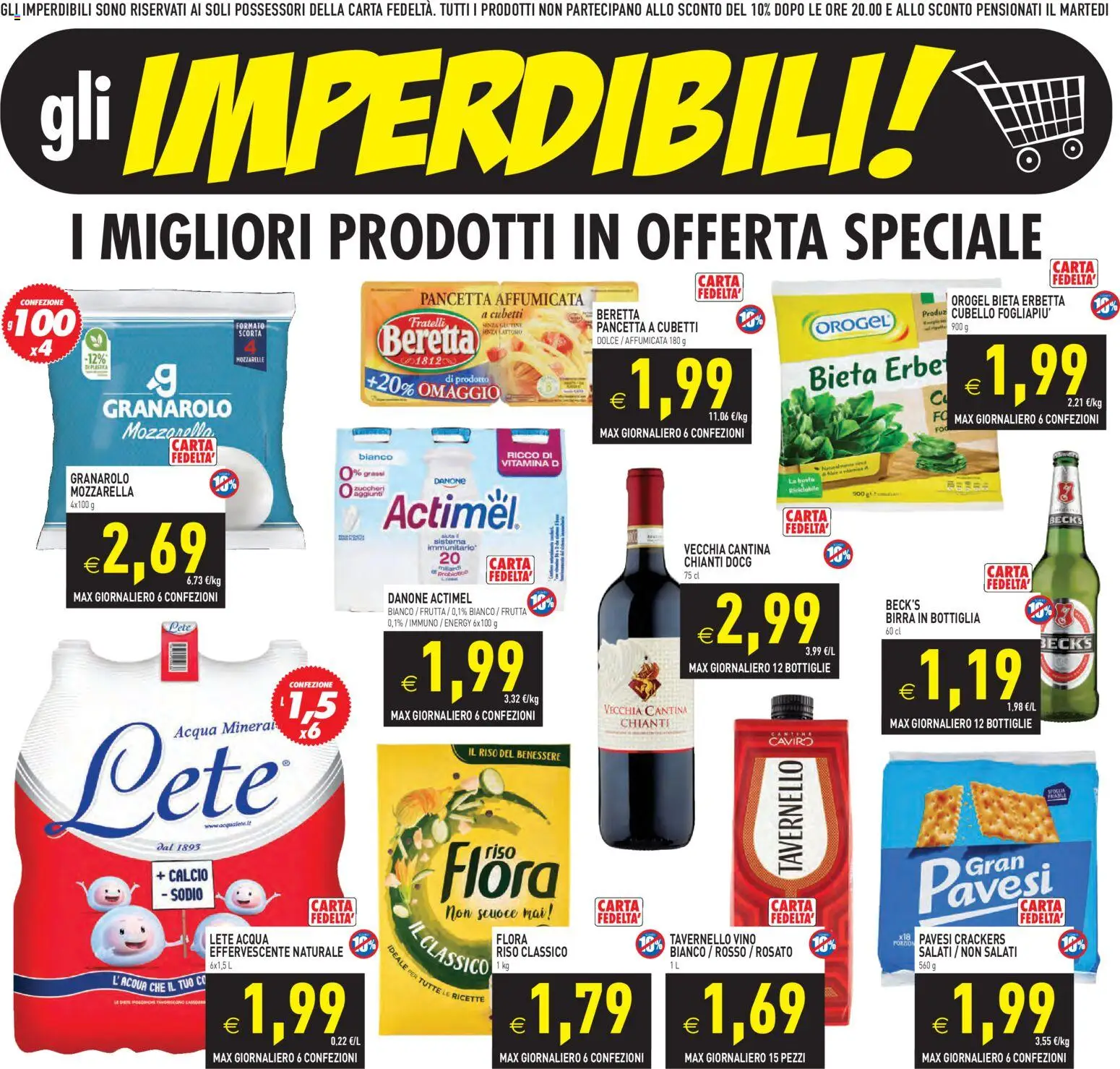 Volantino PIM Supermercati del 27.11.2025 | Pagina: 2 | Prodotti: Riso, Pancetta, Mozzarella, Bottiglia