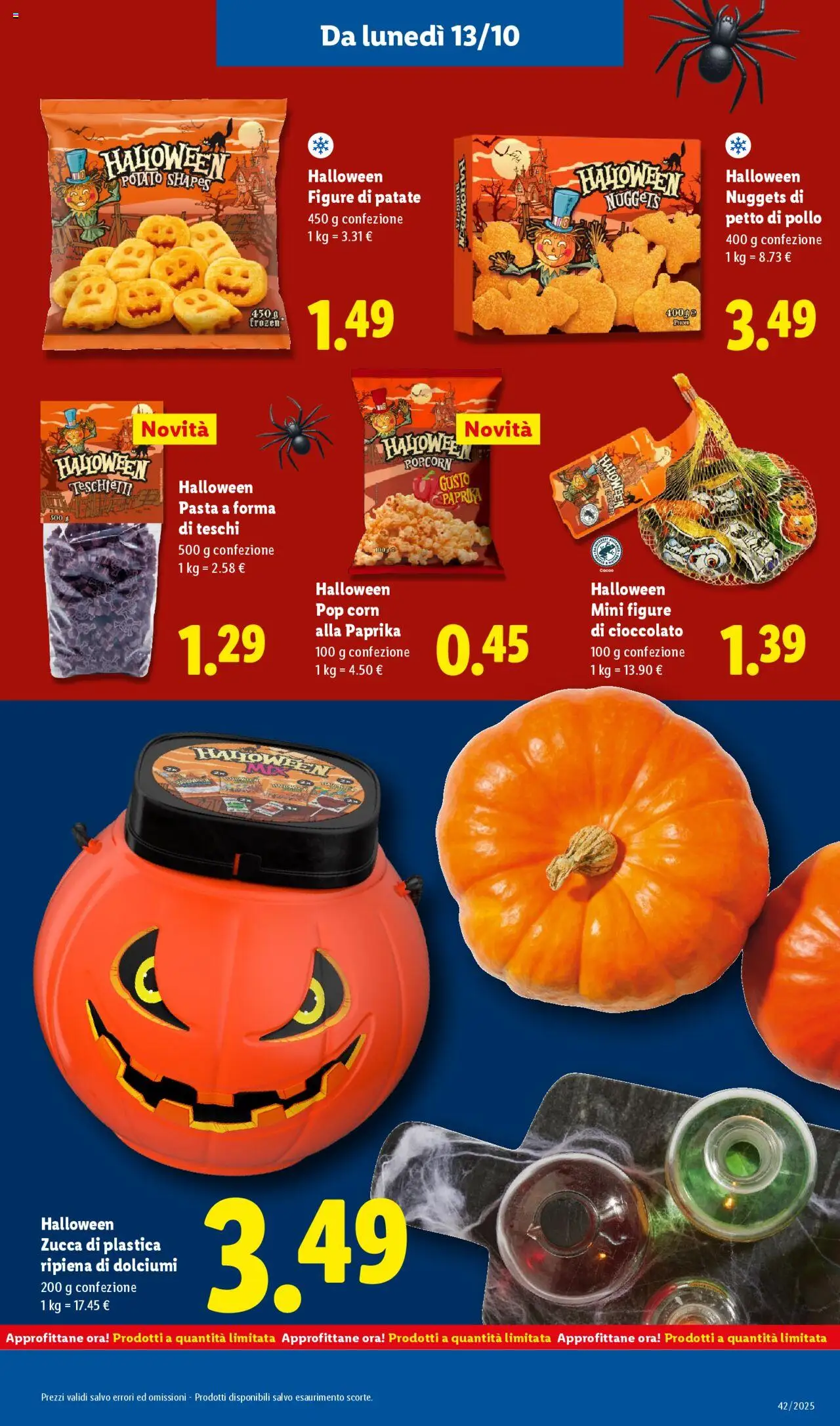 Volantino Lidl del 13.10.2025 | Pagina: 25 | Prodotti: Petto di Pollo, Nuggets, Pasta, Zucca