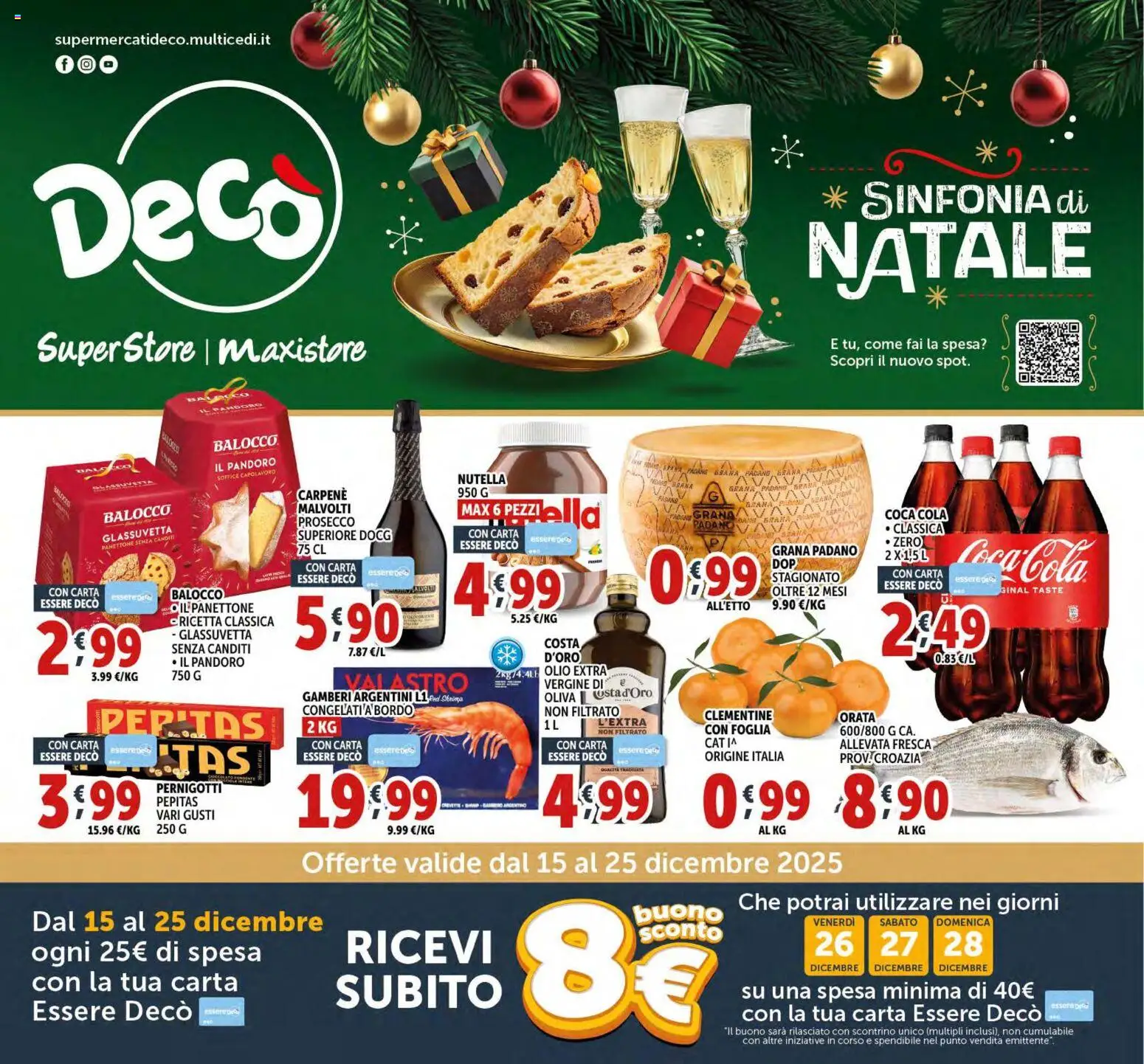 Volantino Decò del 15.12.2025 | Pagina: 1 | Prodotti: Gamberi, Orata, Pandoro, Panettone