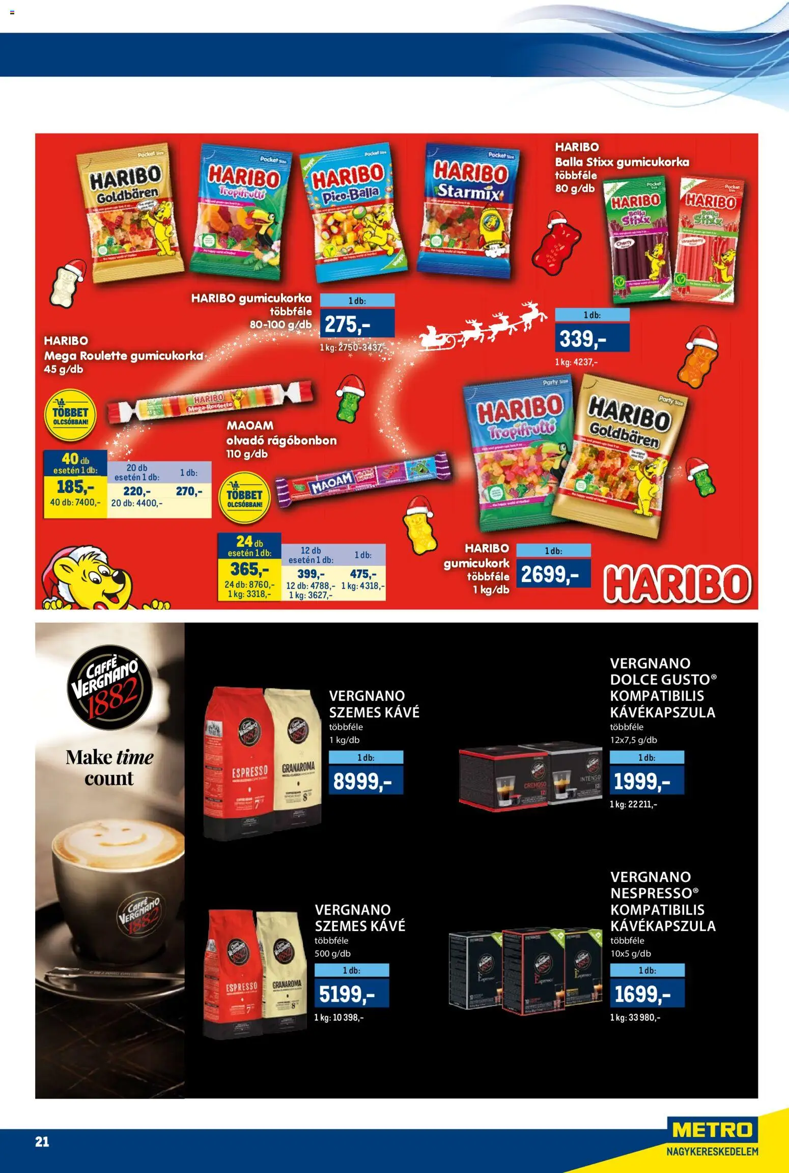 Metro akciós ujság - amely érvényes a következő dátumtól: 15.11.2025 | Oldal: 21 | Termékek: Kávékapszula, Kávé, Szemes kávé