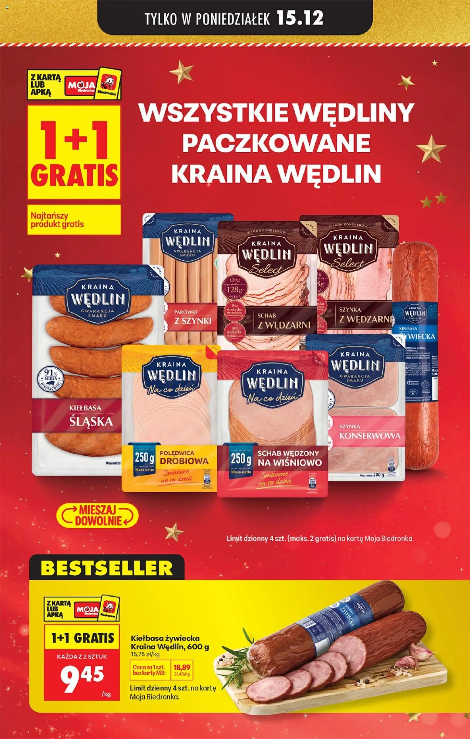 Biedronka gazetka od 15.12.2025 | Strona: 5 | Produkty: Karta, Schab, Parówki z szynki, Szynka